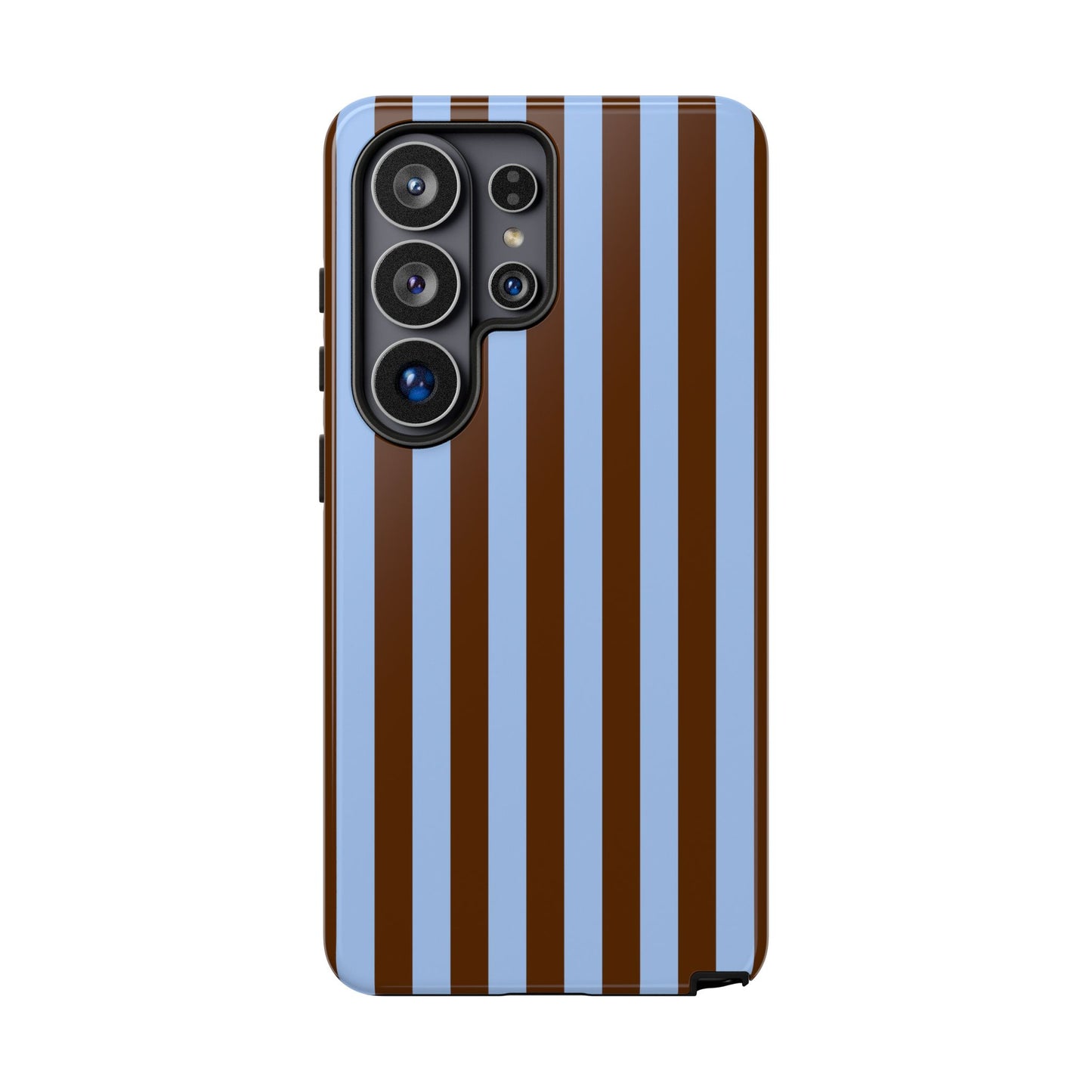 Blue & Brown Vertical Stripe Tough Phone Case — Durable Protective Cover