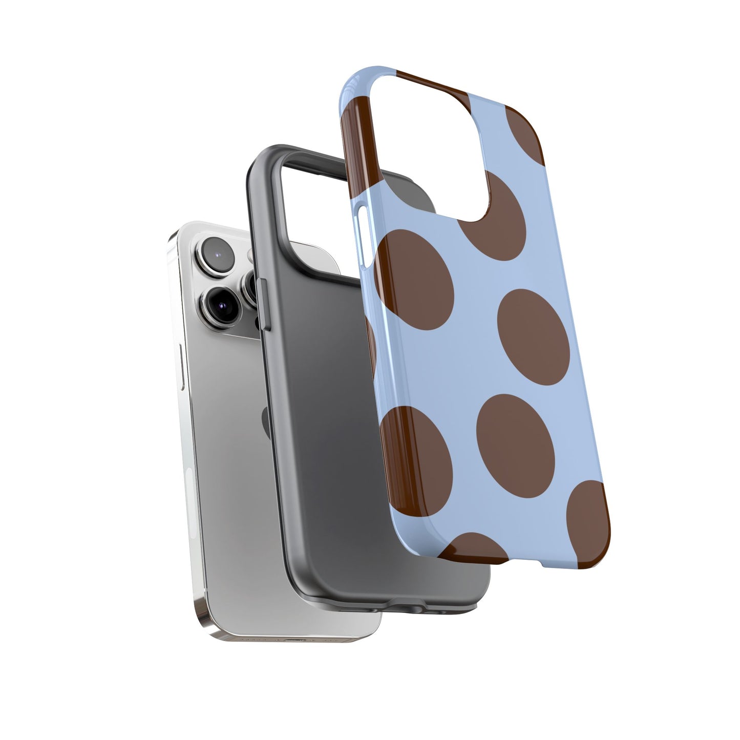 Phone Case - Blue with Brown Polka Dots (Tough Protective Phone Case)