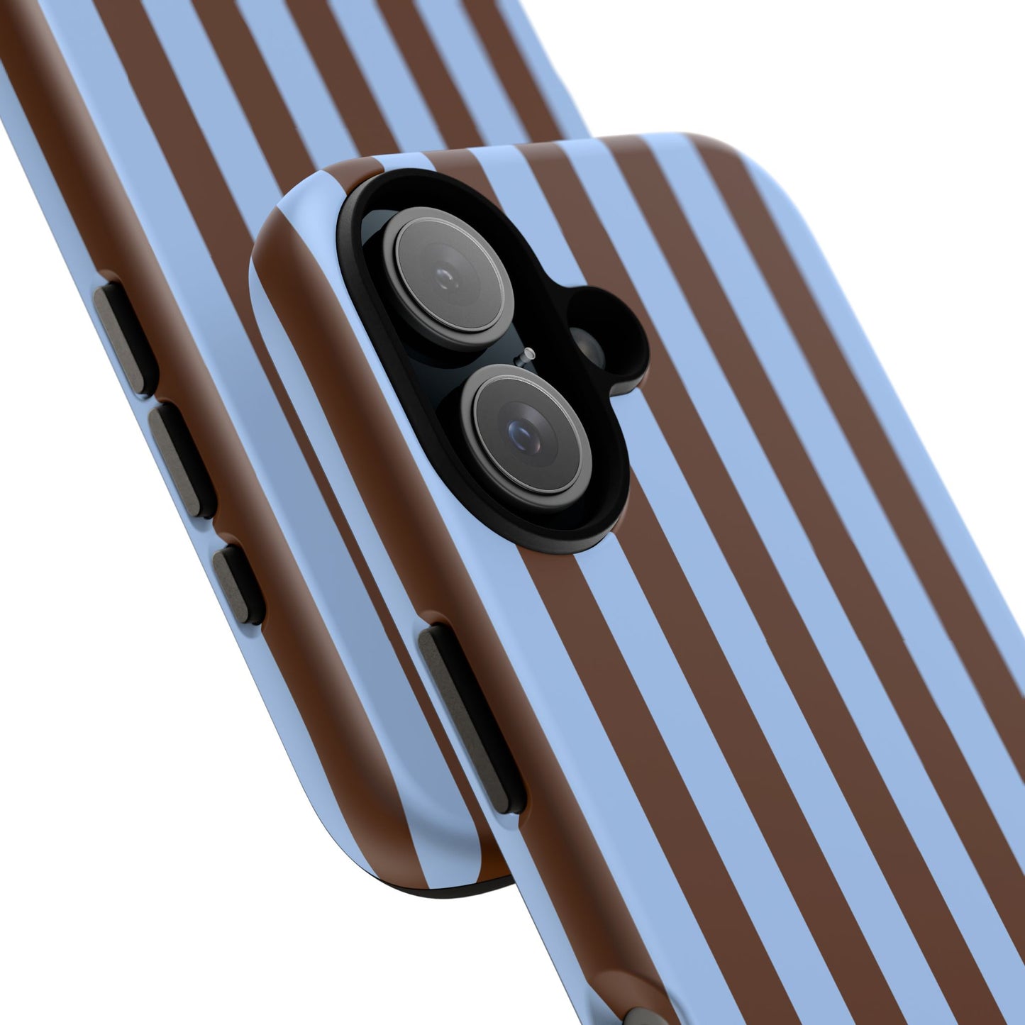 Blue & Brown Vertical Stripe Tough Phone Case — Durable Protective Cover
