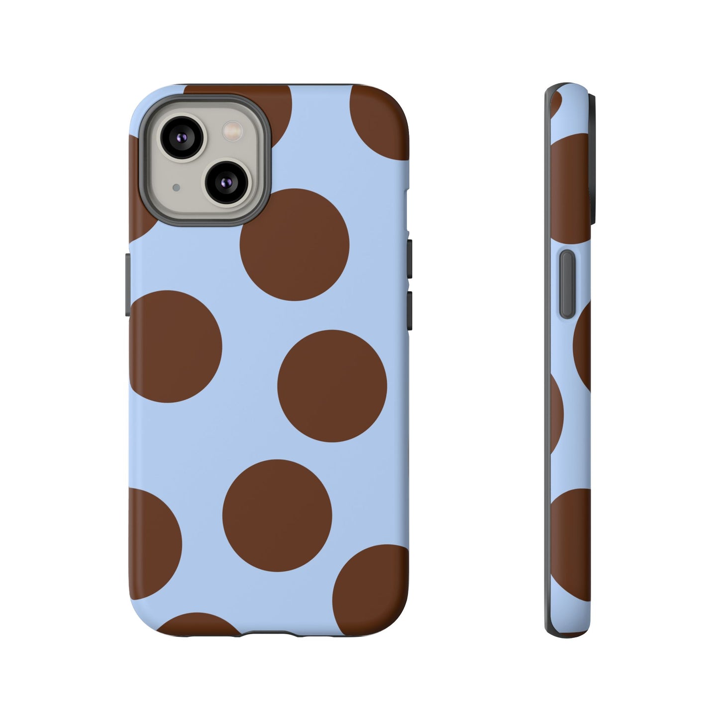 Phone Case - Blue with Brown Polka Dots (Tough Protective Phone Case)