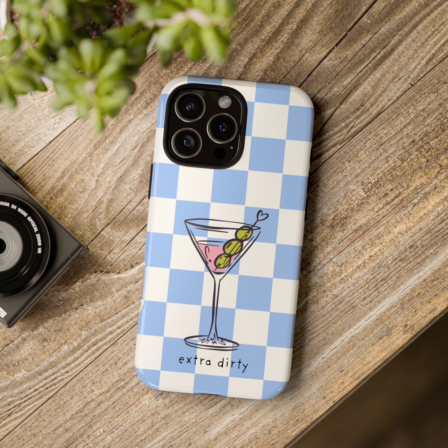 Phone Case — Blue Check Martini "extra dirty" Design
