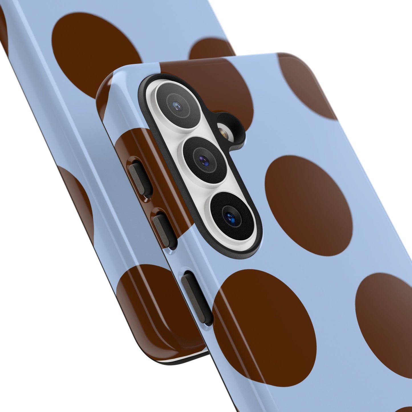 Phone Case - Blue with Brown Polka Dots (Tough Protective Phone Case)