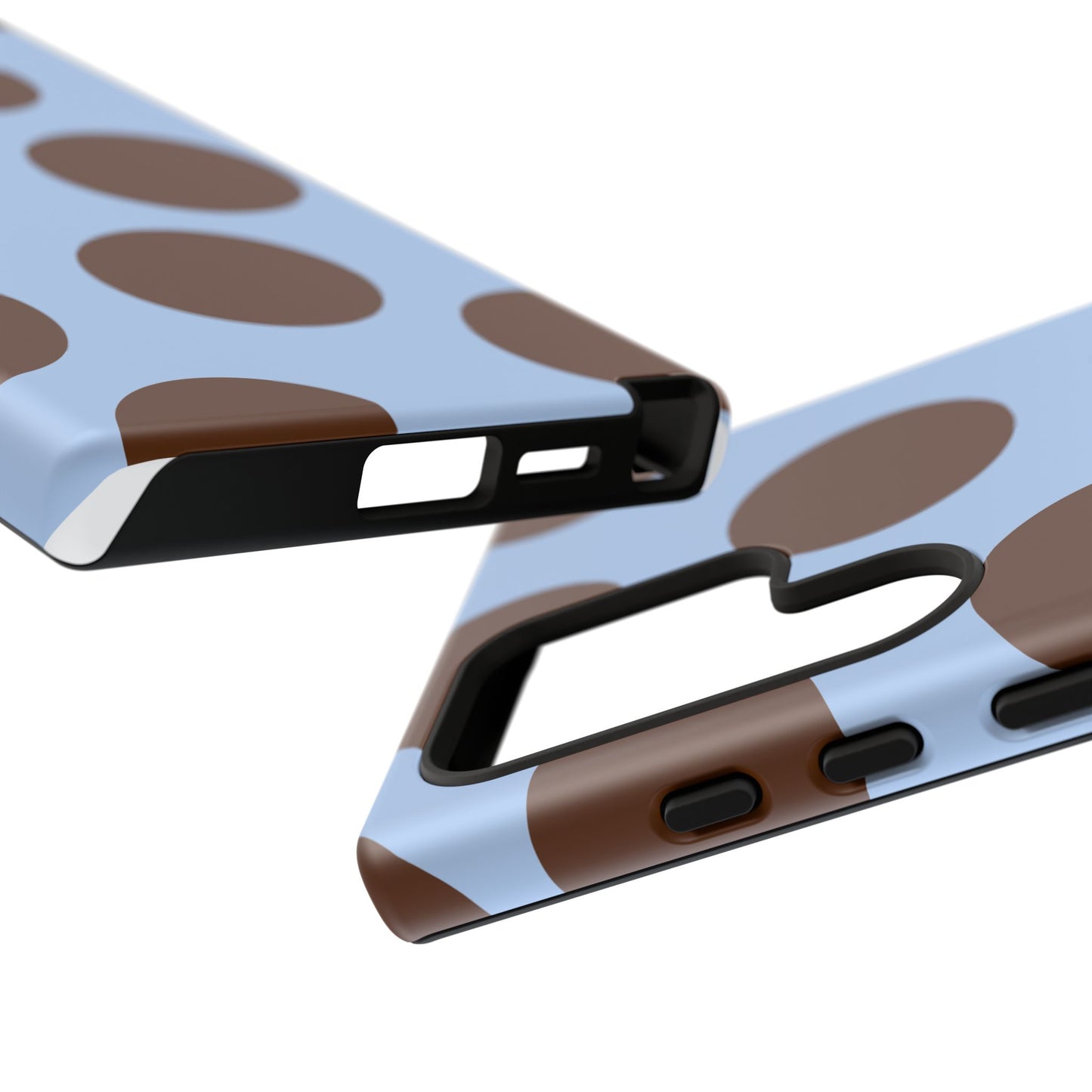 Phone Case - Blue with Brown Polka Dots (Tough Protective Phone Case)