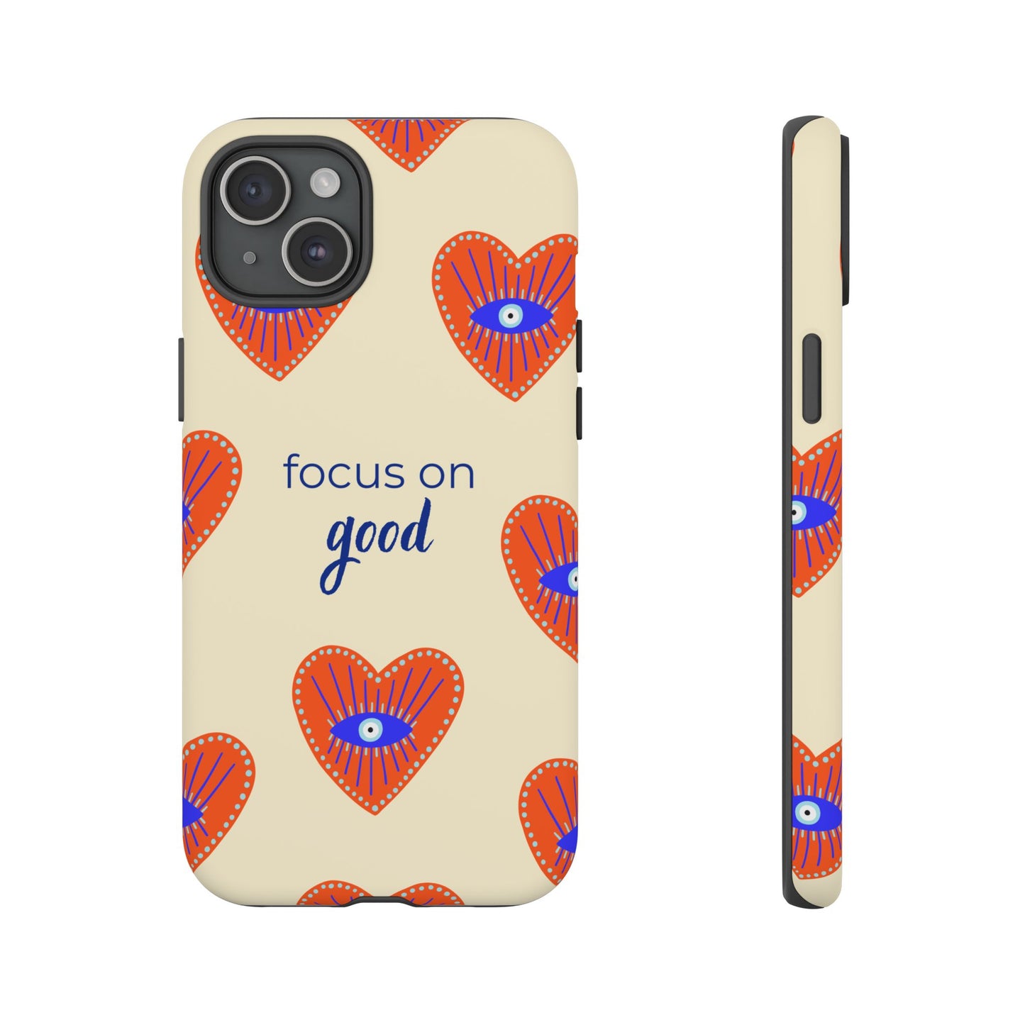 Phone Case — "Focus on Good" Heart Pattern Protective Case