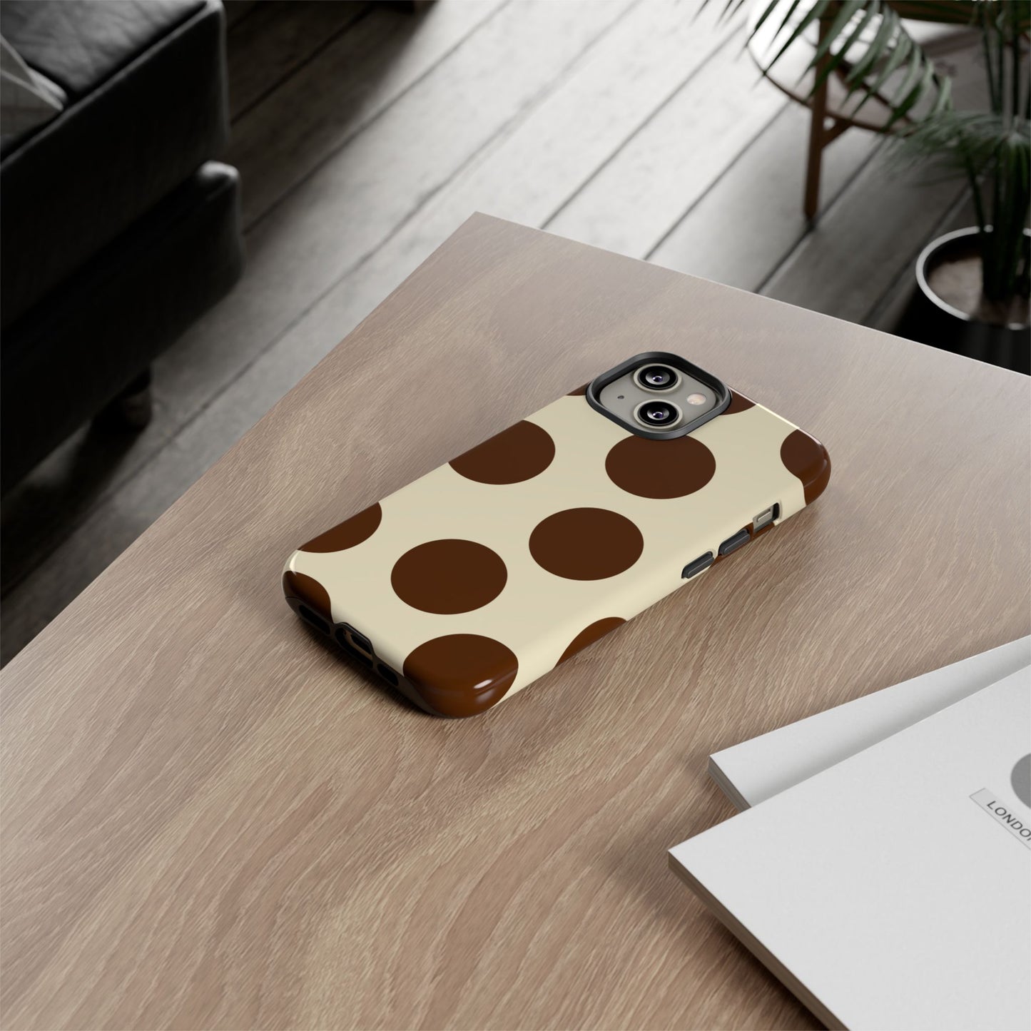 Brown Polka Dot Phone Case — Retro Large Dot Tough Case