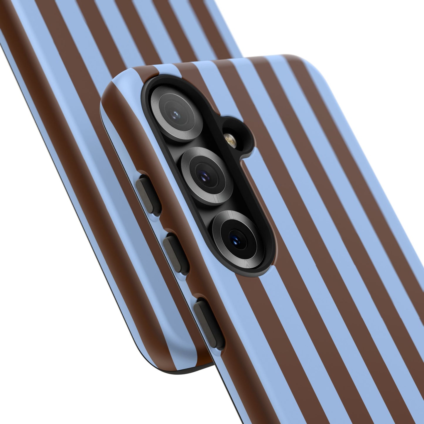 Blue & Brown Vertical Stripe Tough Phone Case — Durable Protective Cover