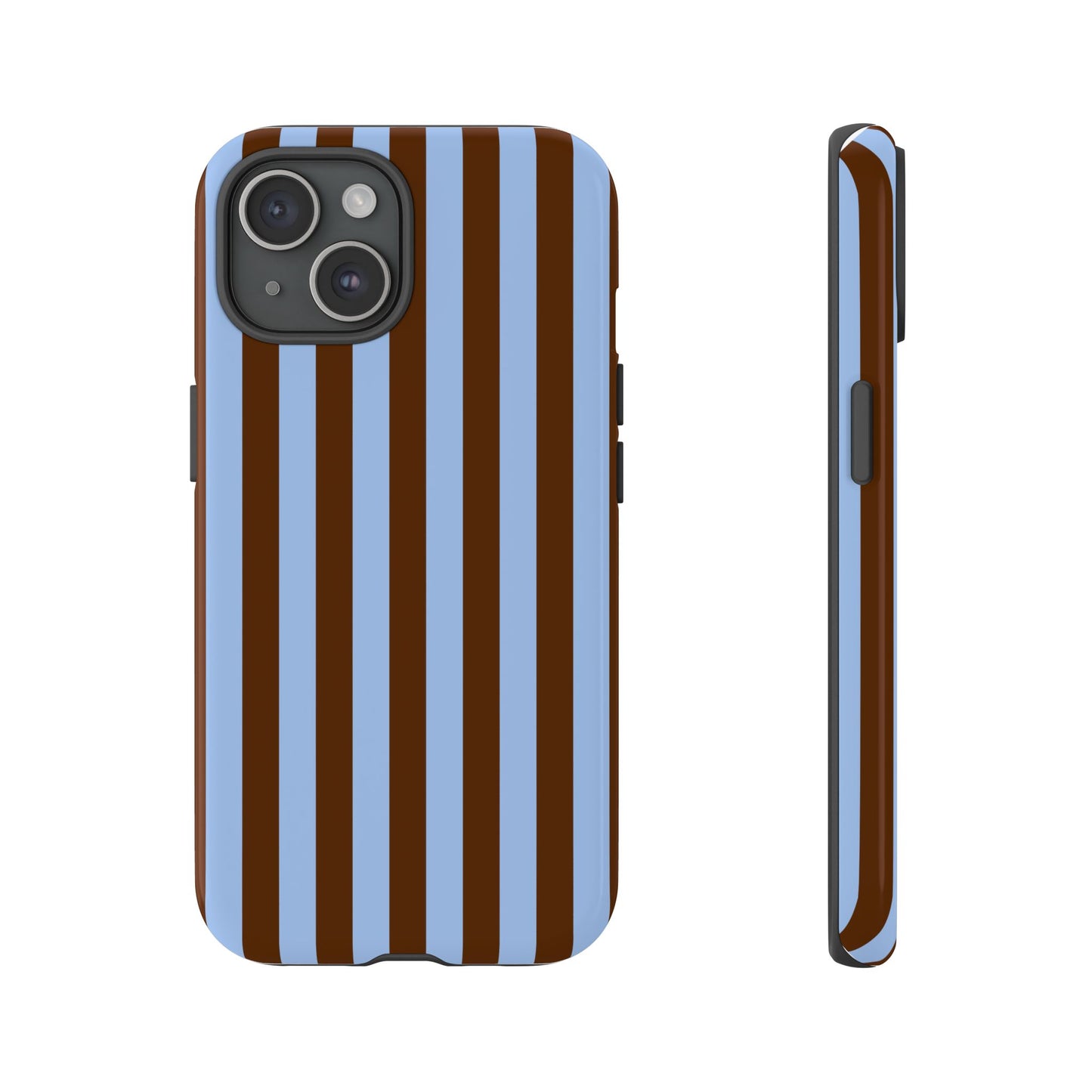 Blue & Brown Vertical Stripe Tough Phone Case — Durable Protective Cover
