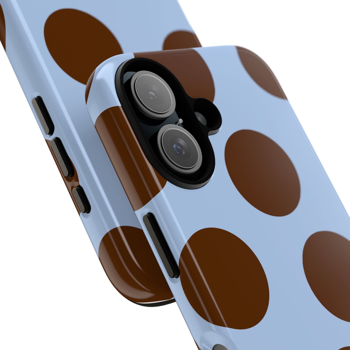 Phone Case - Blue with Brown Polka Dots (Tough Protective Phone Case)