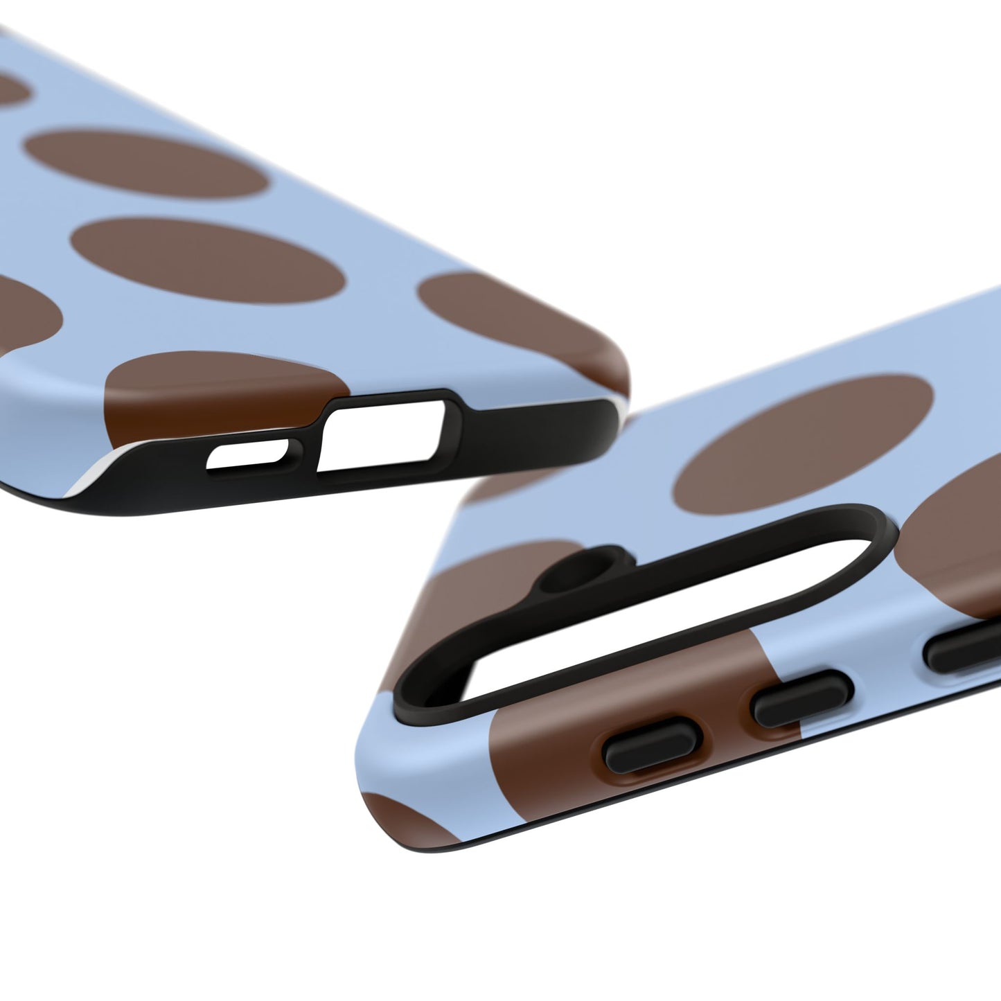 Phone Case - Blue with Brown Polka Dots (Tough Protective Phone Case)