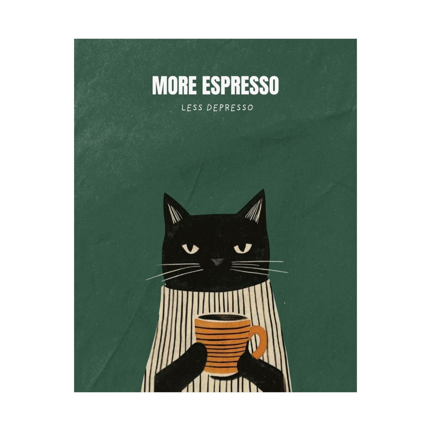 (Upload your pet photo) Cat Coffee Poster — Matte Vertical Wall Art