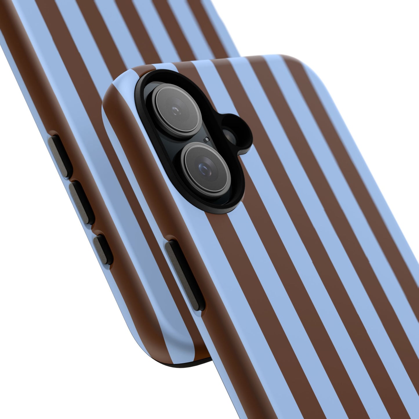 Blue & Brown Vertical Stripe Tough Phone Case — Durable Protective Cover
