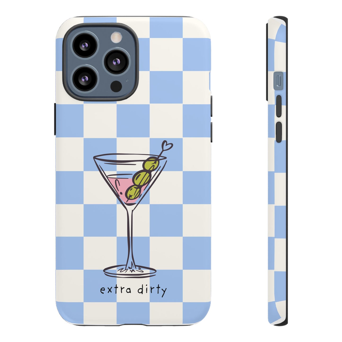 Phone Case — Blue Check Martini "extra dirty" Design