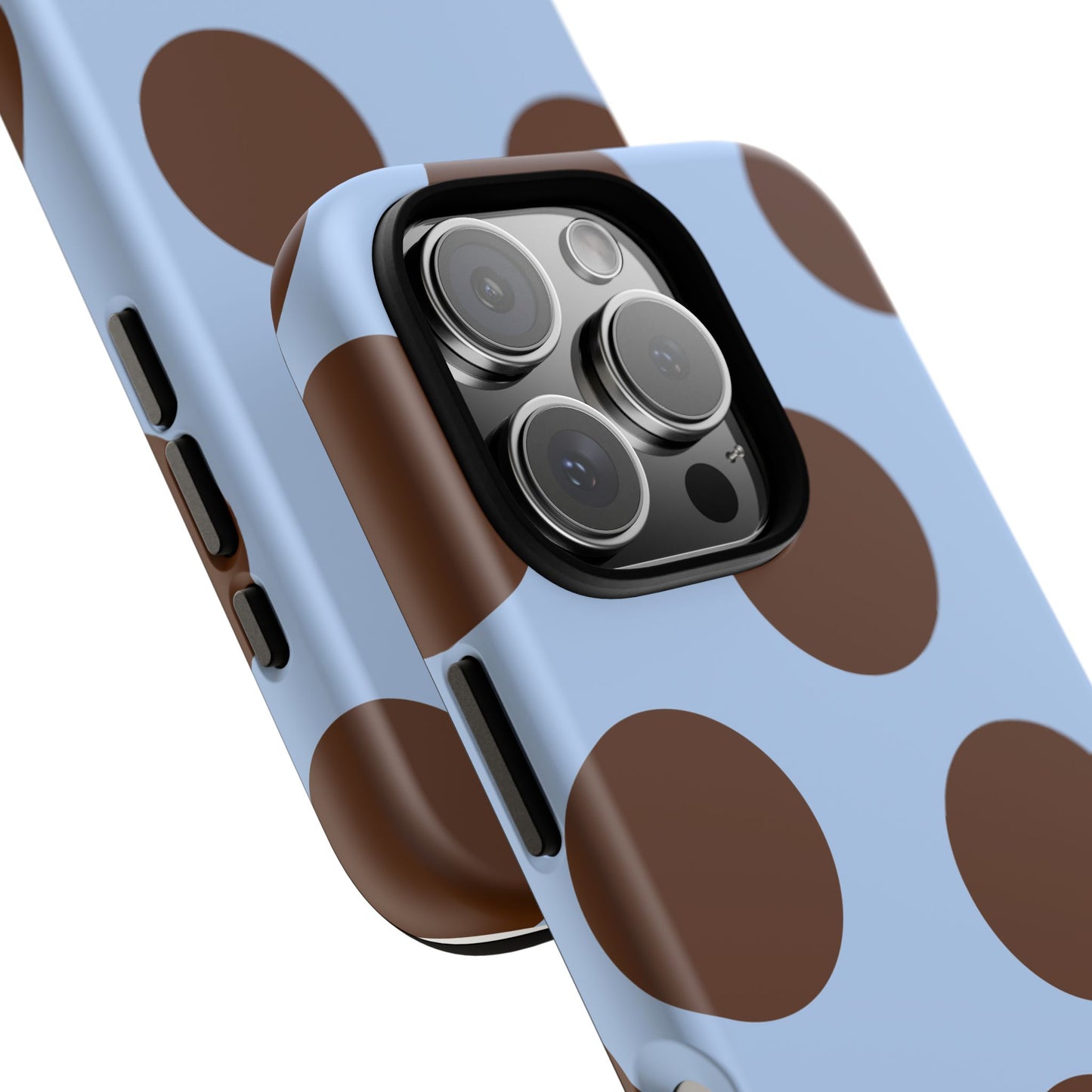 Phone Case - Blue with Brown Polka Dots (Tough Protective Phone Case)