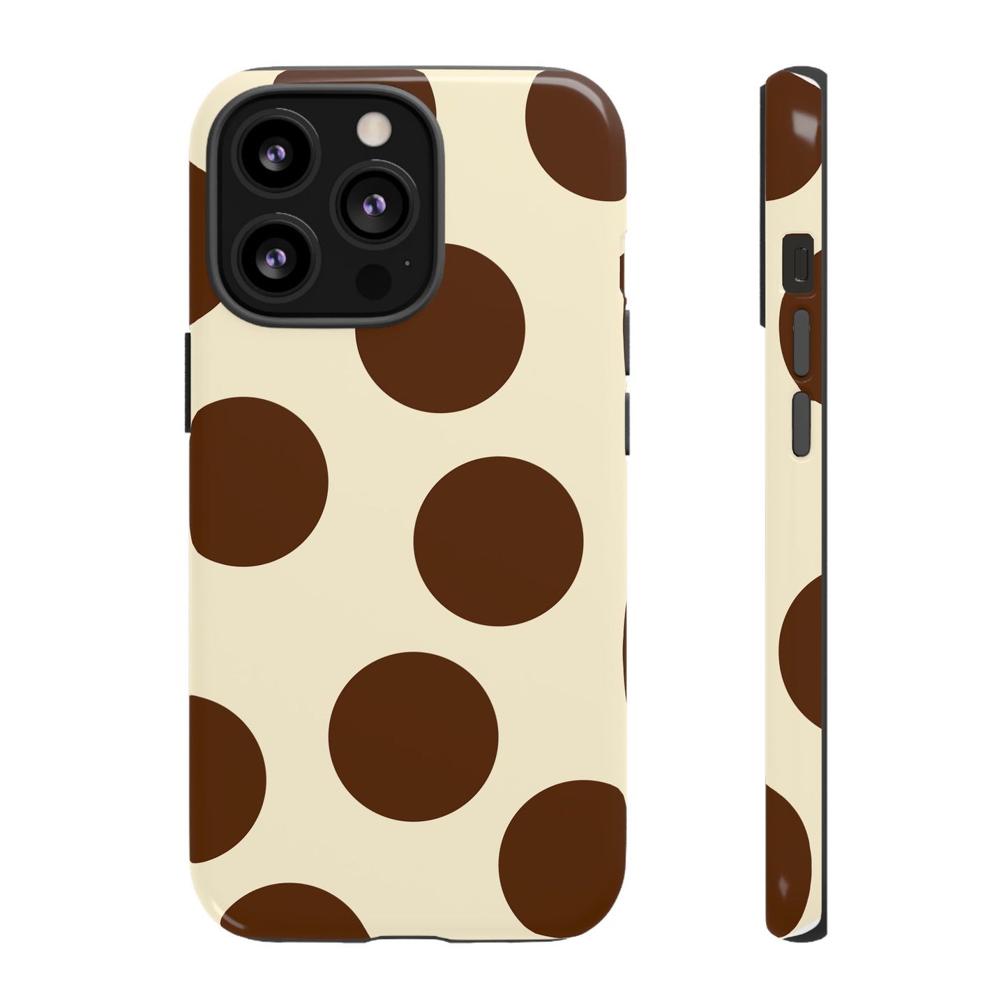 Brown Polka Dot Phone Case — Retro Large Dot Tough Case