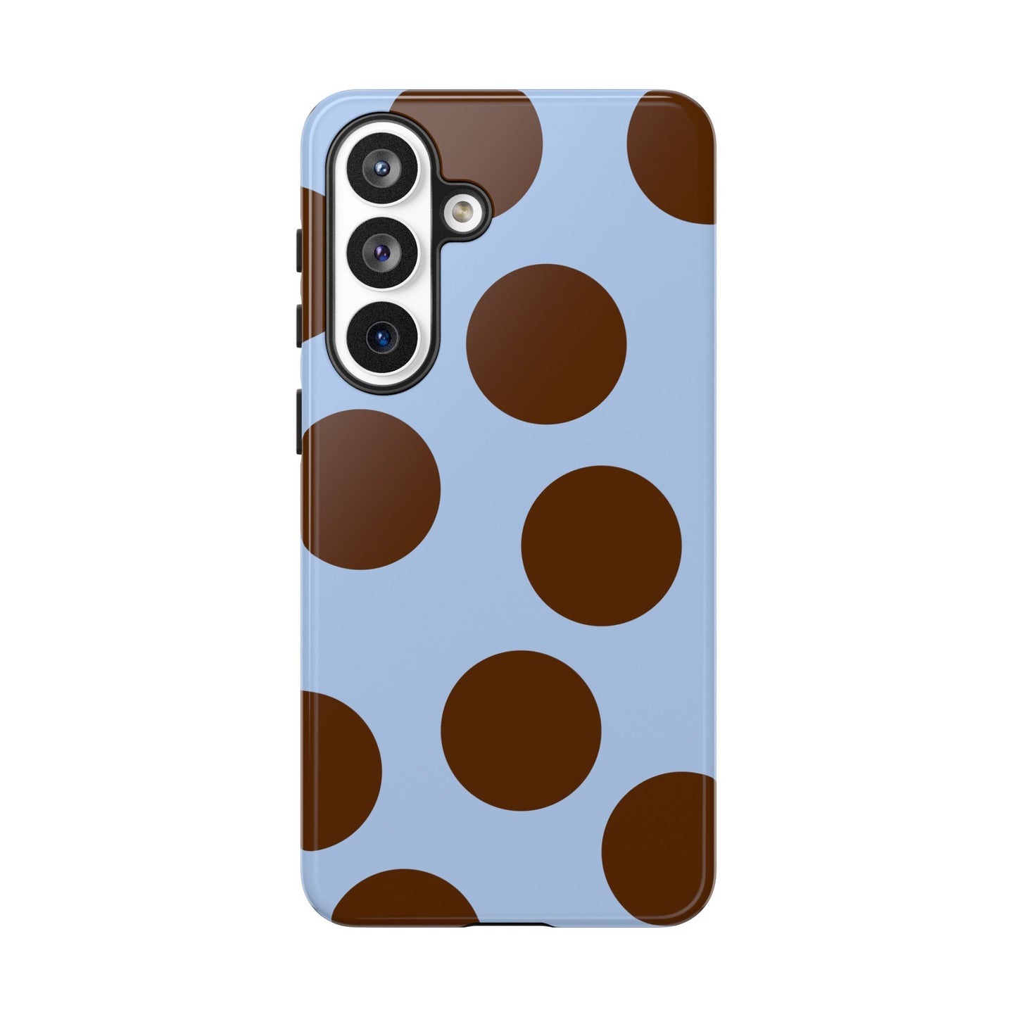 Phone Case - Blue with Brown Polka Dots (Tough Protective Phone Case)
