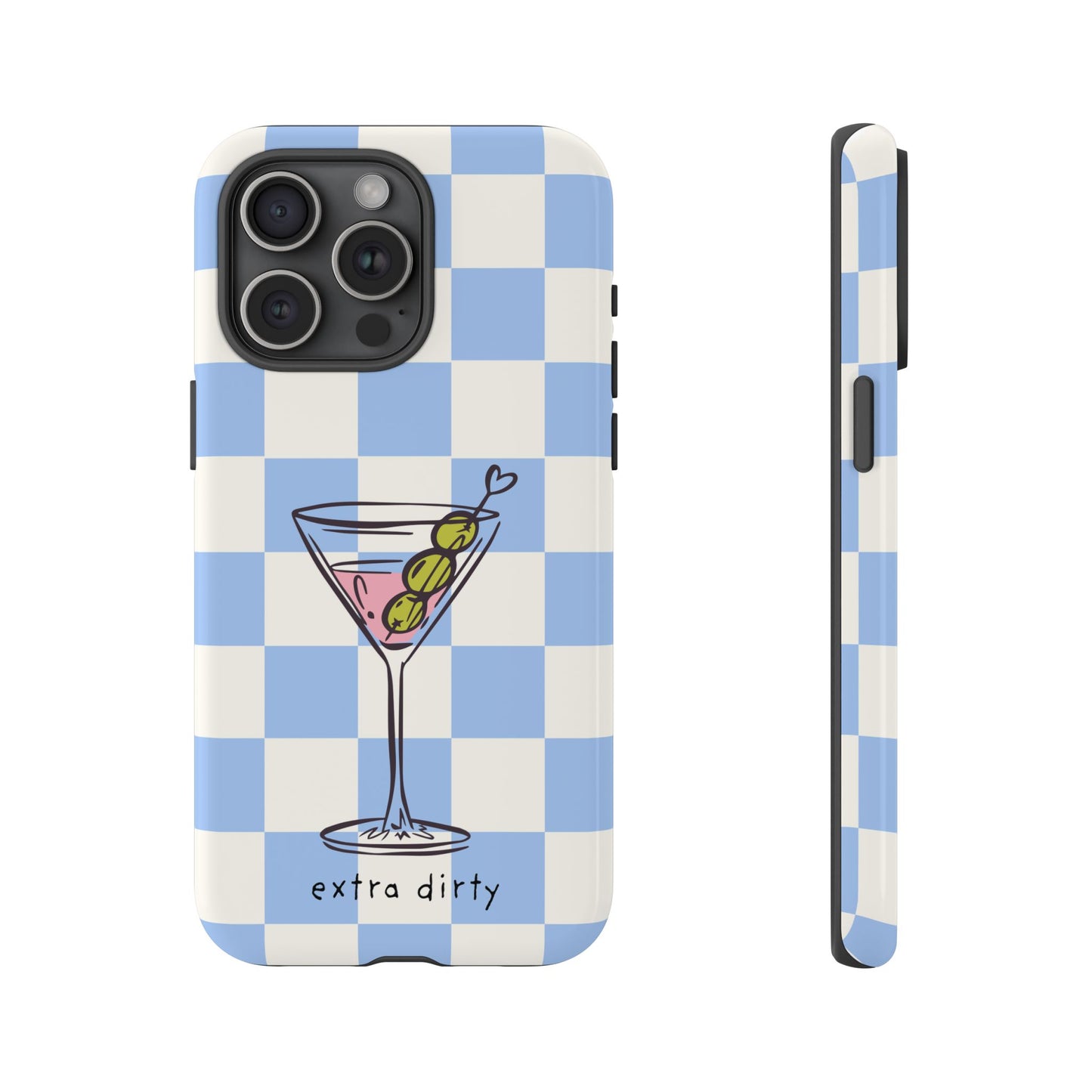 Phone Case — Blue Check Martini "extra dirty" Design