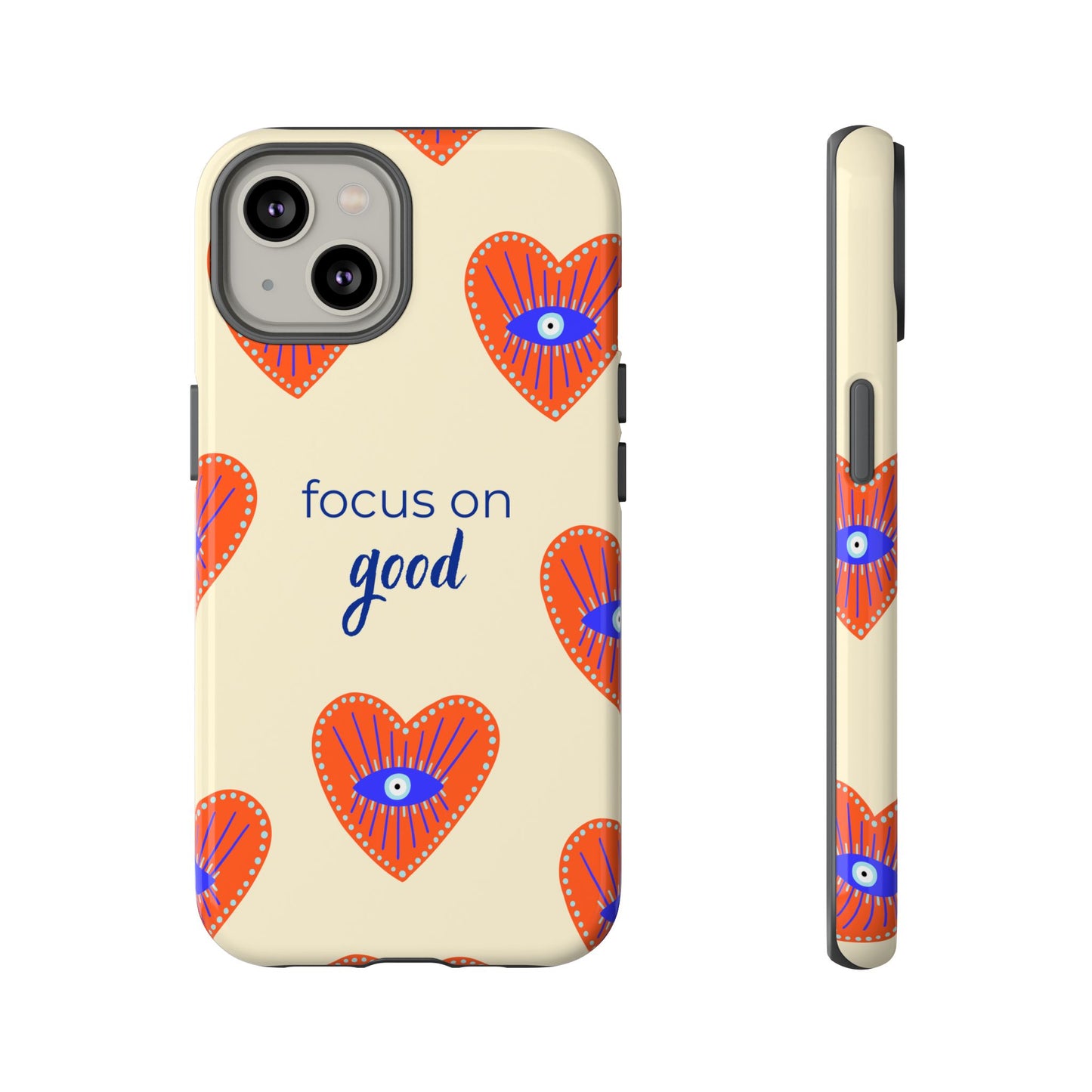 Phone Case — "Focus on Good" Heart Pattern Protective Case