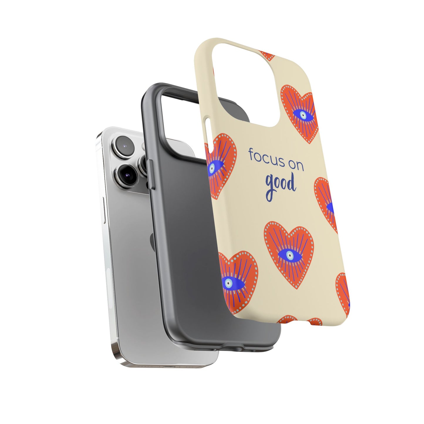 Phone Case — "Focus on Good" Heart Pattern Protective Case