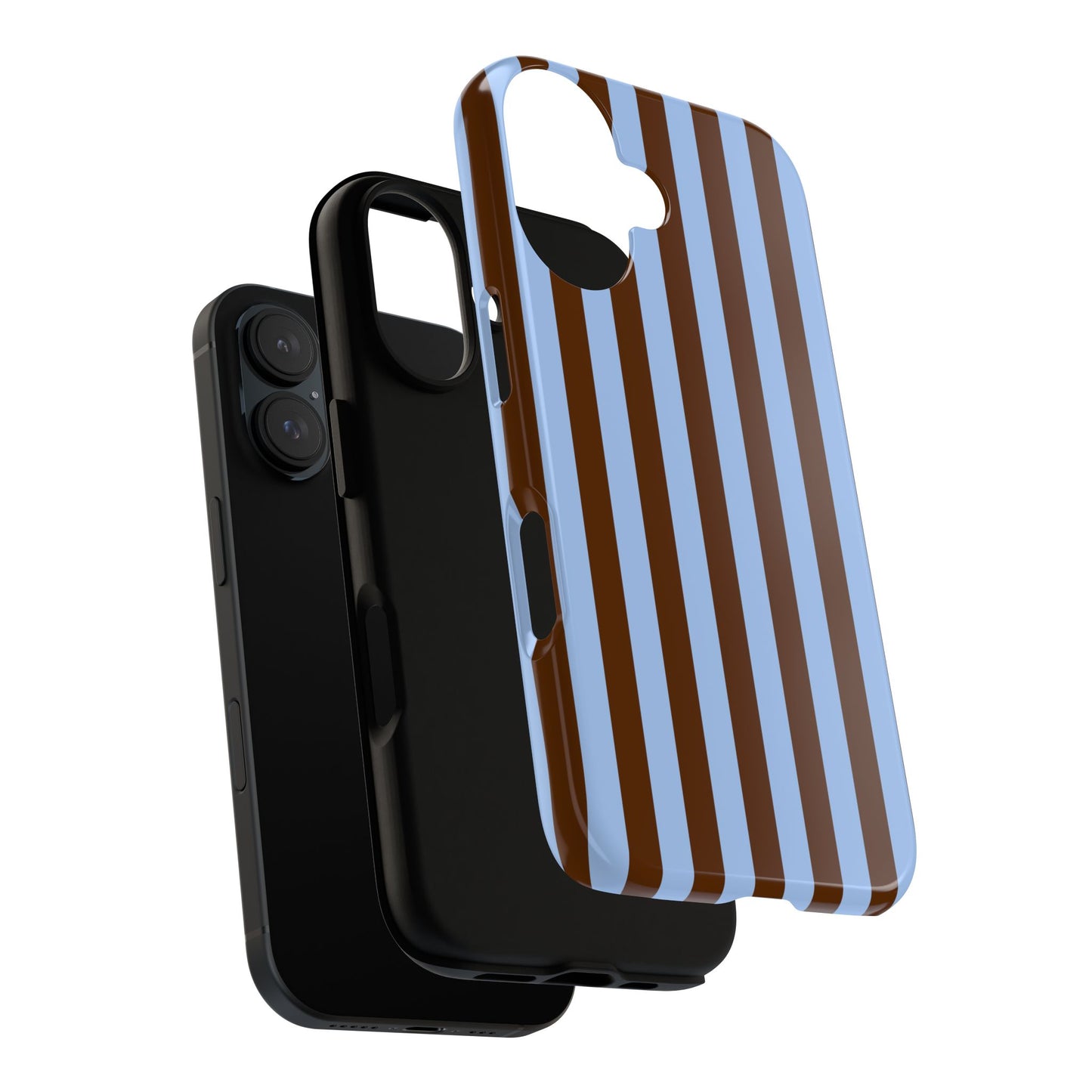 Blue & Brown Vertical Stripe Tough Phone Case — Durable Protective Cover