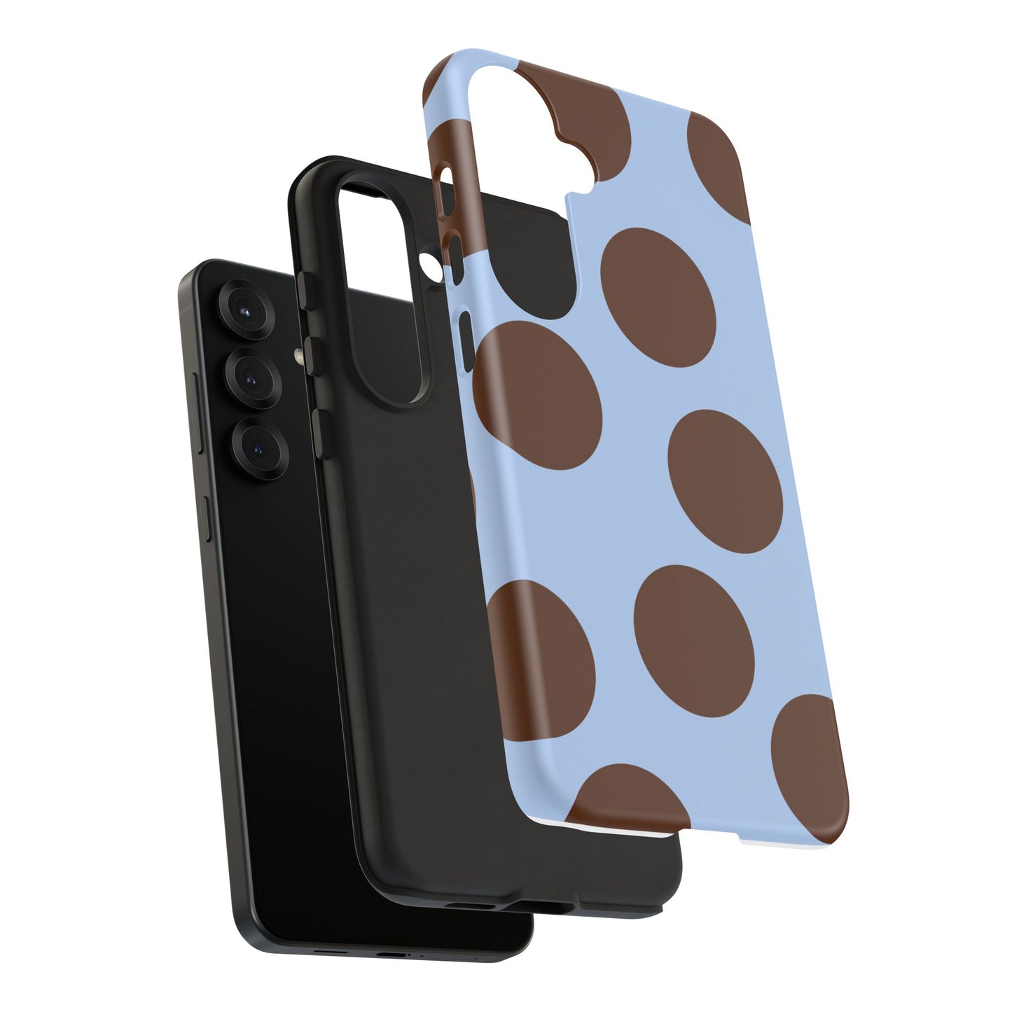 Phone Case - Blue with Brown Polka Dots (Tough Protective Phone Case)