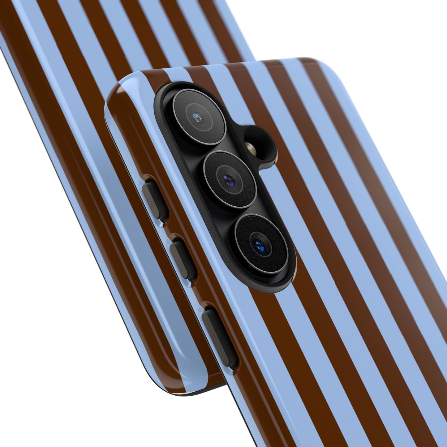 Blue & Brown Vertical Stripe Tough Phone Case — Durable Protective Cover