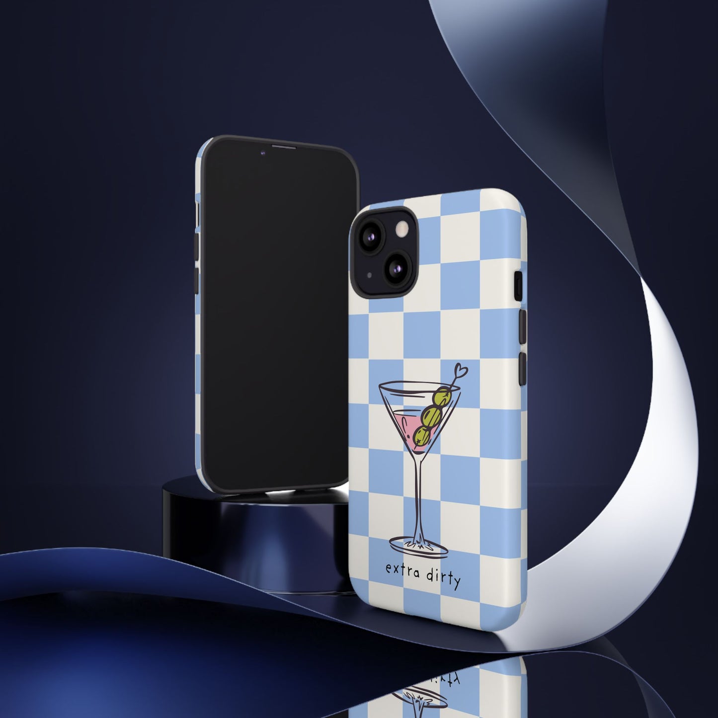Phone Case — Blue Check Martini "extra dirty" Design