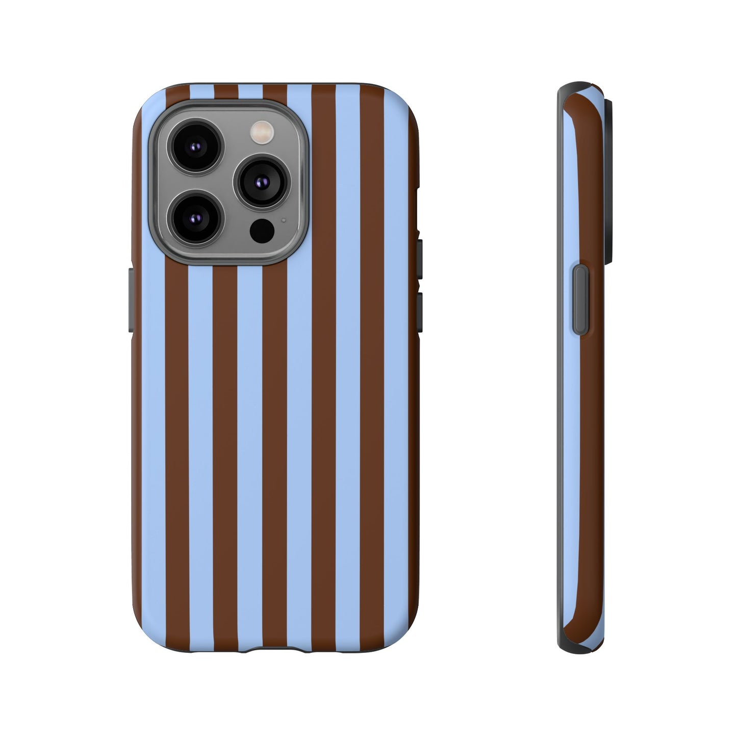 Blue & Brown Vertical Stripe Tough Phone Case — Durable Protective Cover