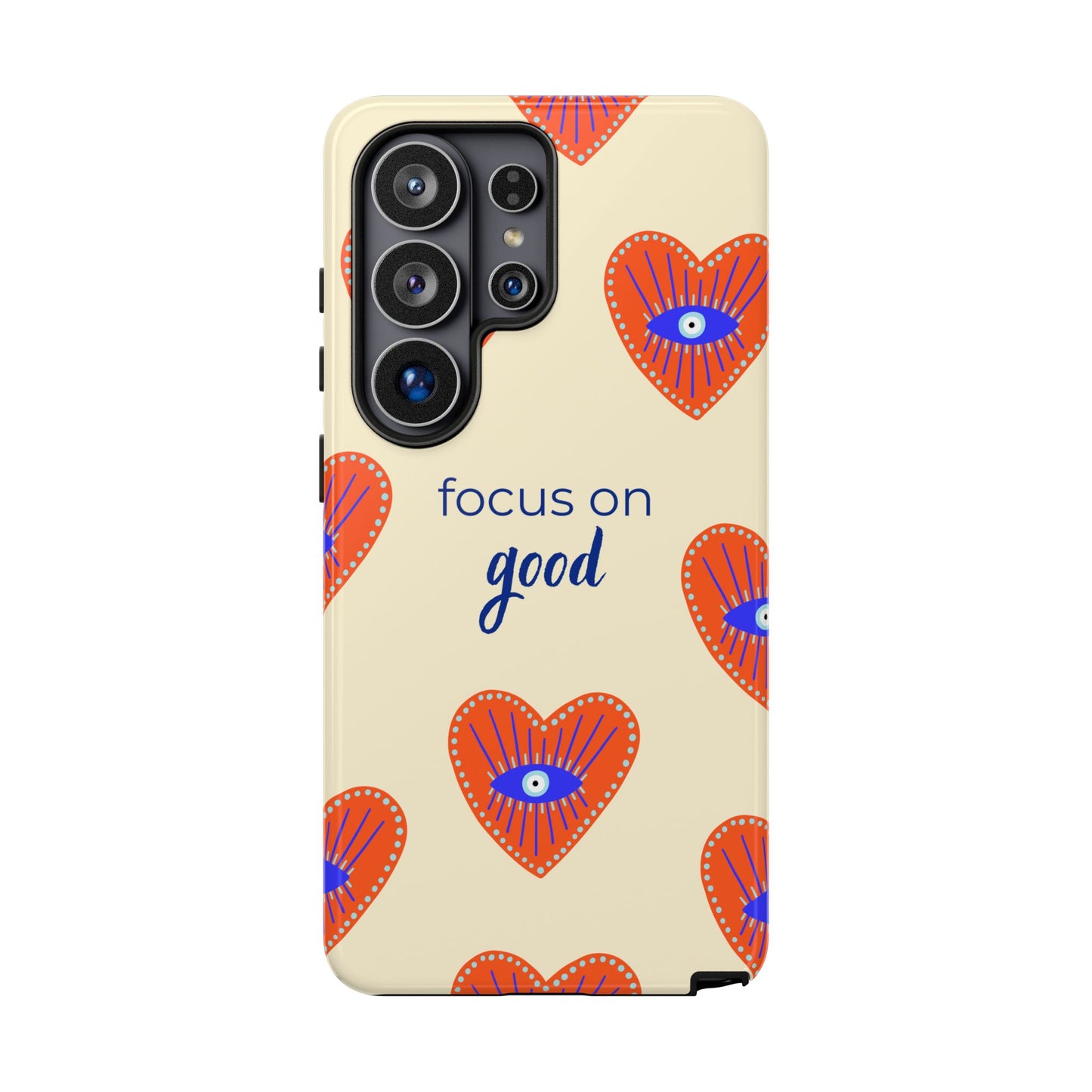 Phone Case — "Focus on Good" Heart Pattern Protective Case