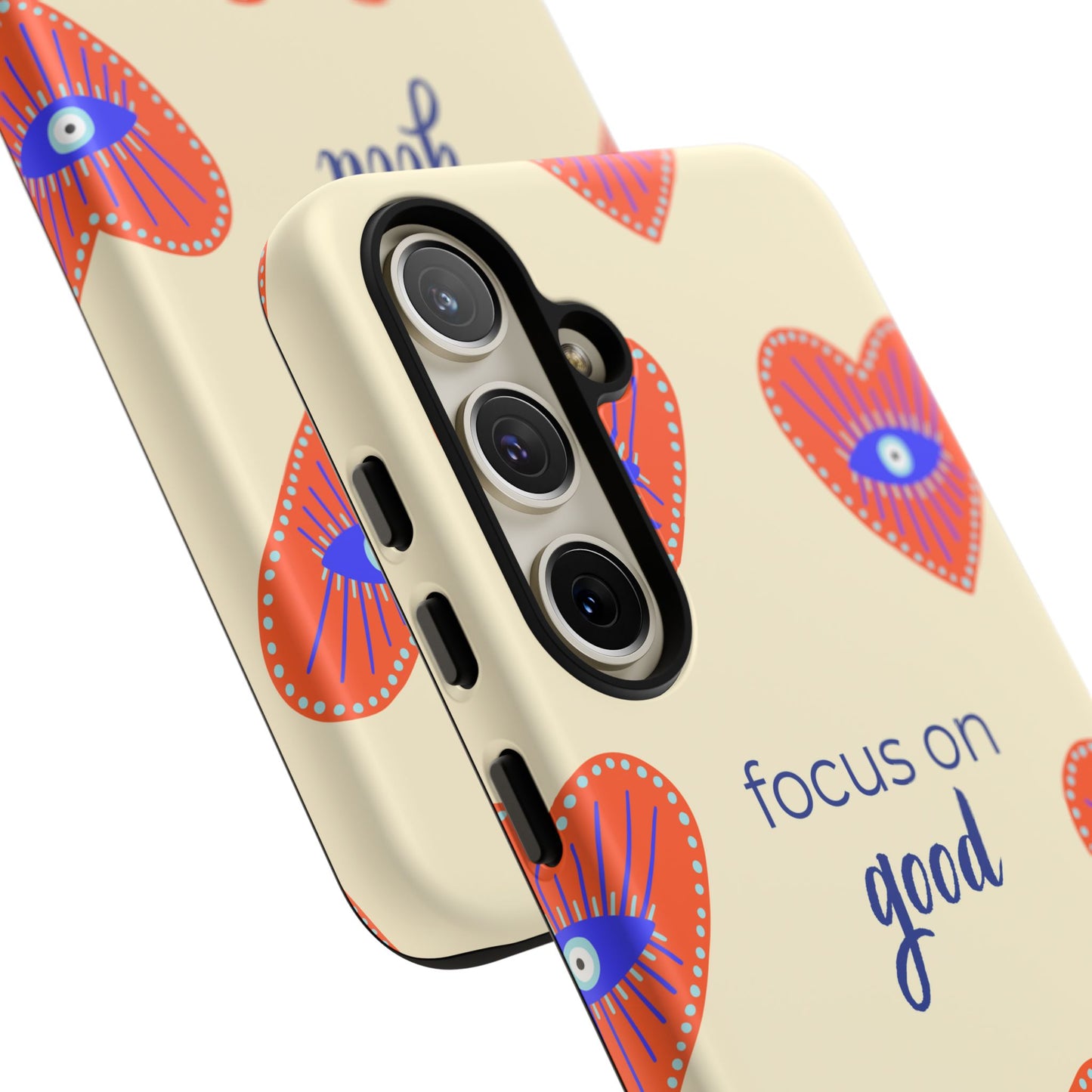Phone Case — "Focus on Good" Heart Pattern Protective Case