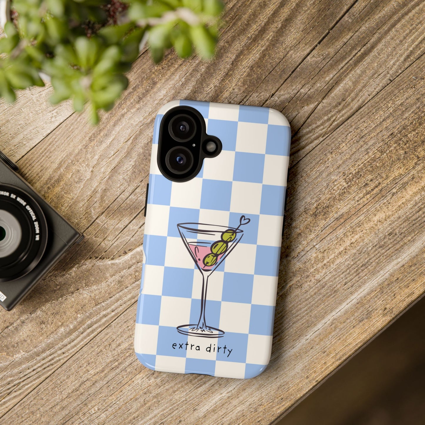 Phone Case — Blue Check Martini "extra dirty" Design