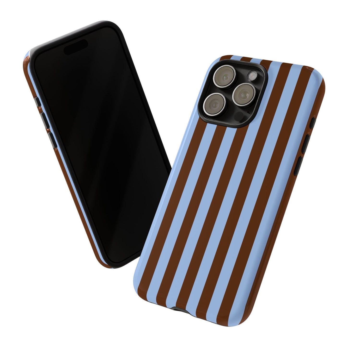 Blue & Brown Vertical Stripe Tough Phone Case — Durable Protective Cover