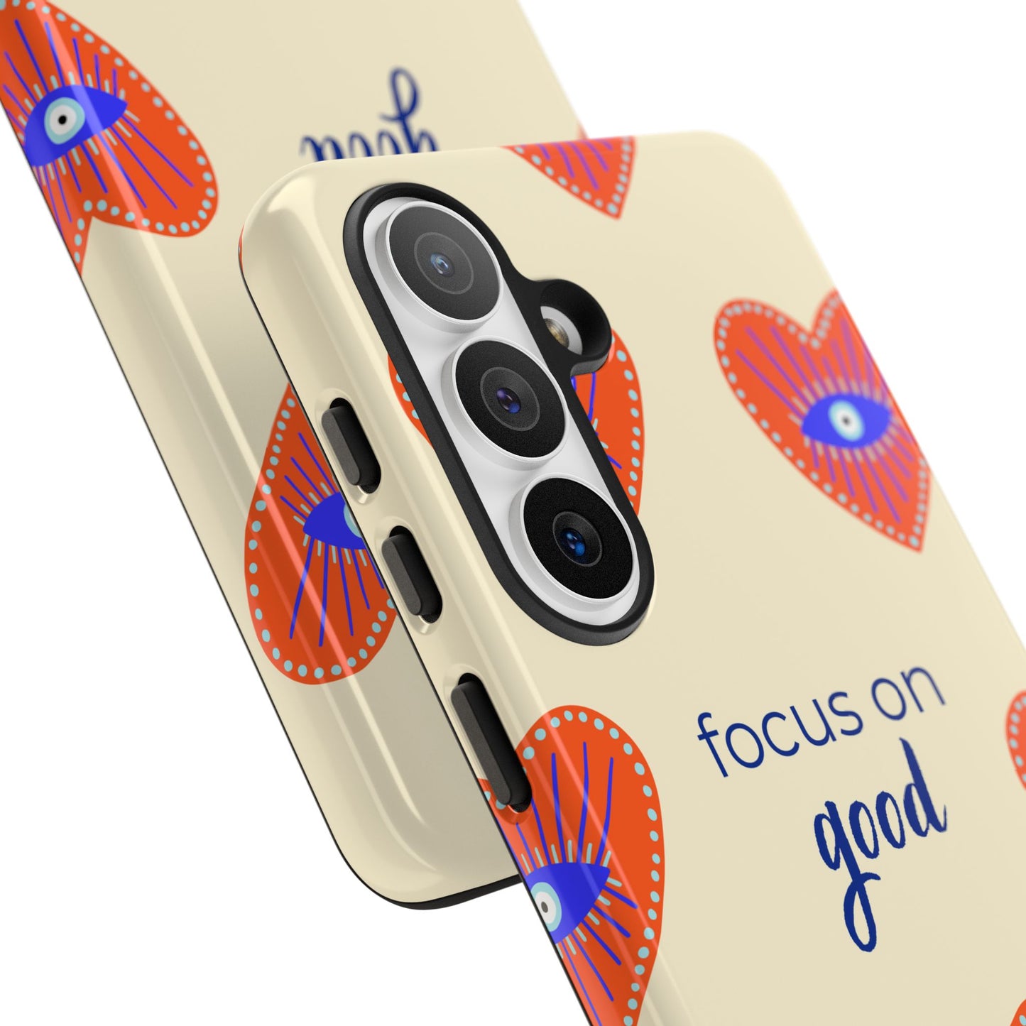 Phone Case — "Focus on Good" Heart Pattern Protective Case