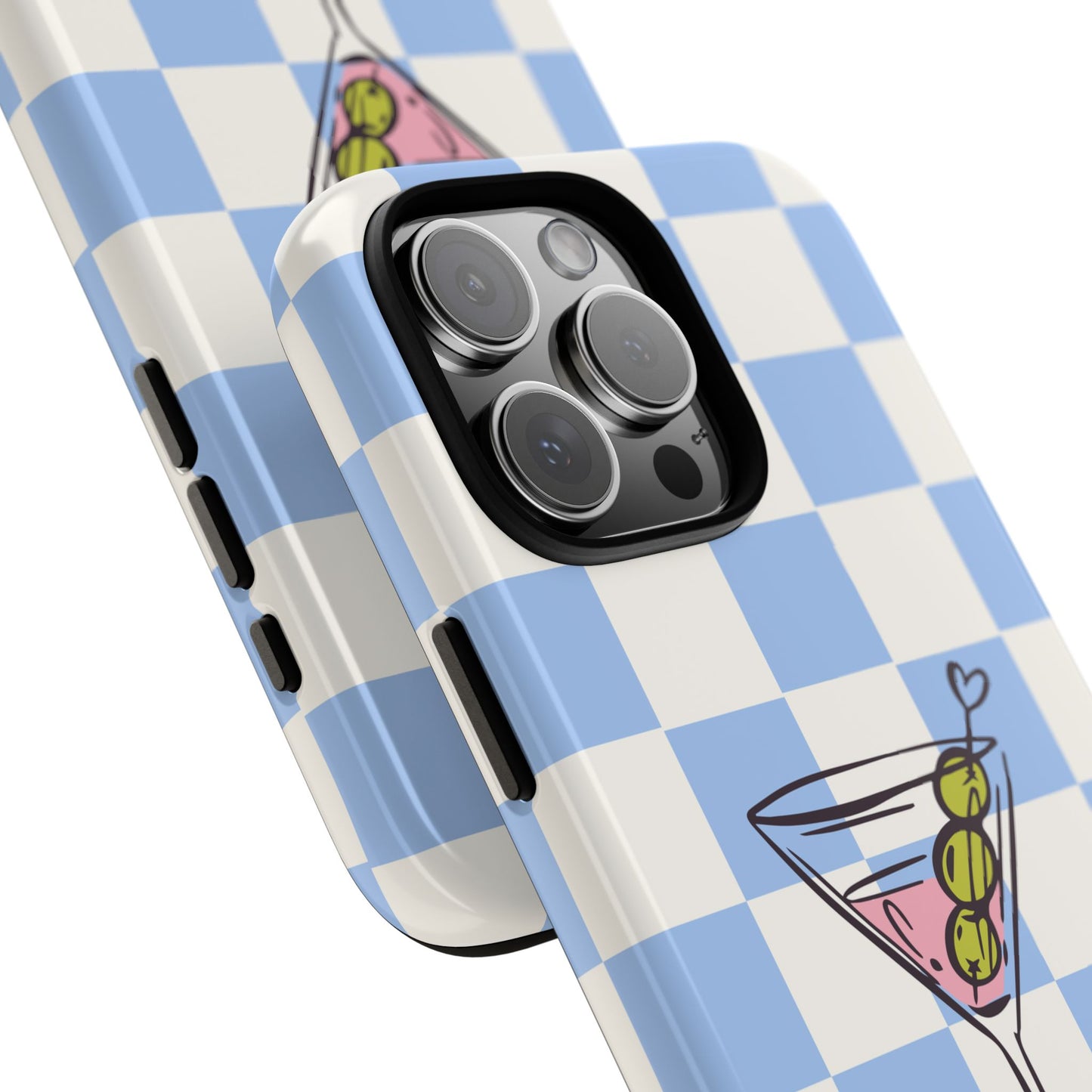 Phone Case — Blue Check Martini "extra dirty" Design