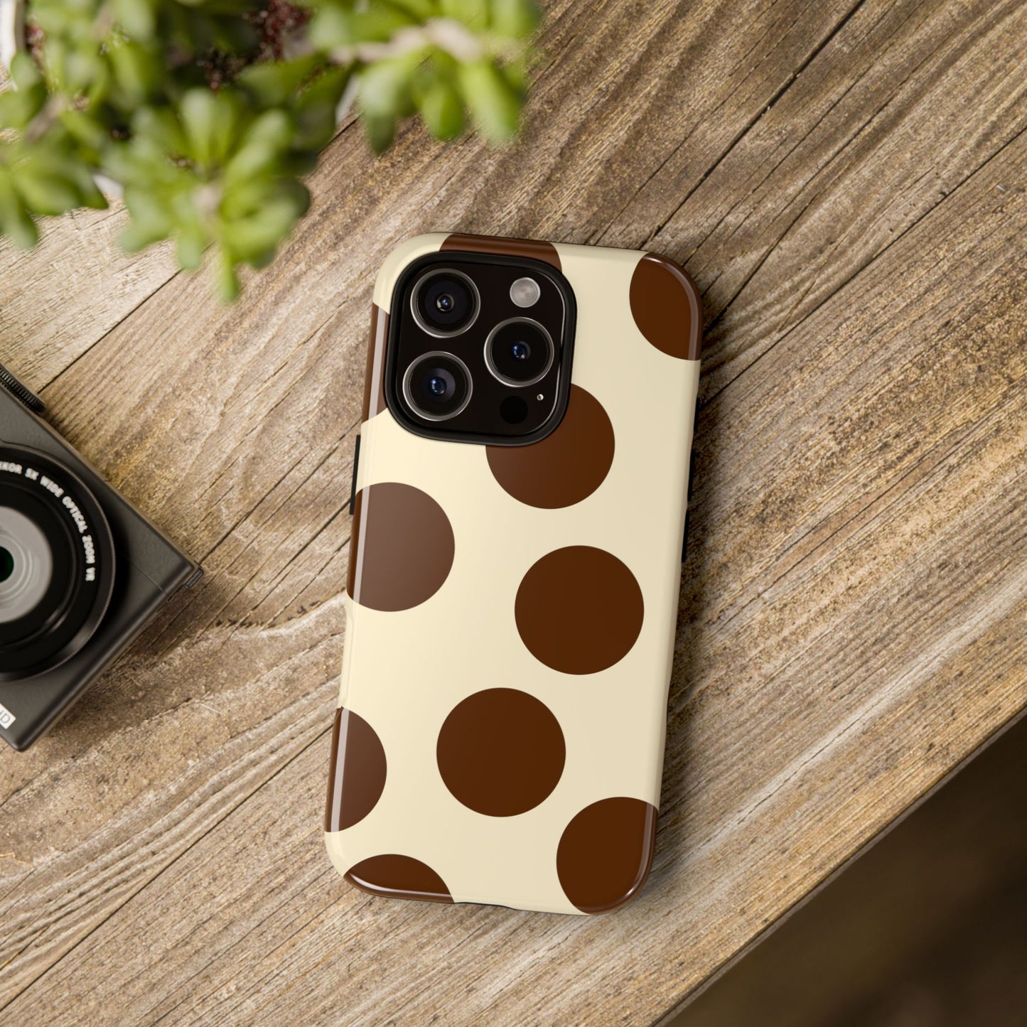 Brown Polka Dot Phone Case — Retro Large Dot Tough Case