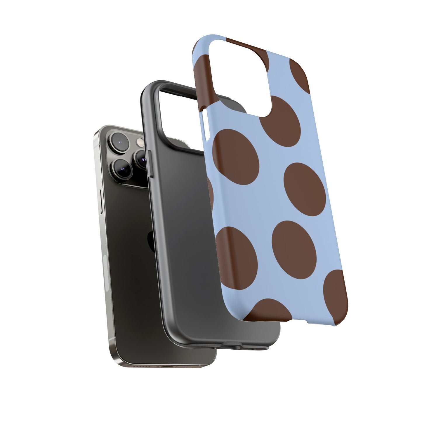 Phone Case - Blue with Brown Polka Dots (Tough Protective Phone Case)