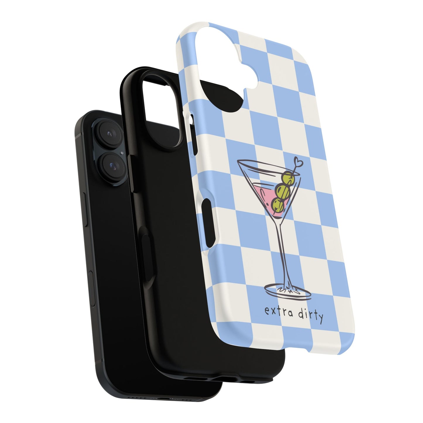 Phone Case — Blue Check Martini "extra dirty" Design