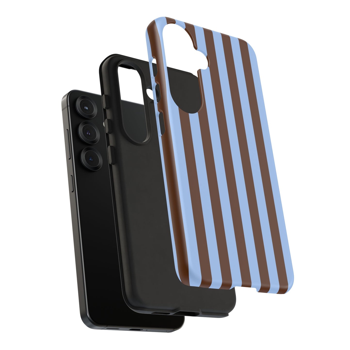 Blue & Brown Vertical Stripe Tough Phone Case — Durable Protective Cover