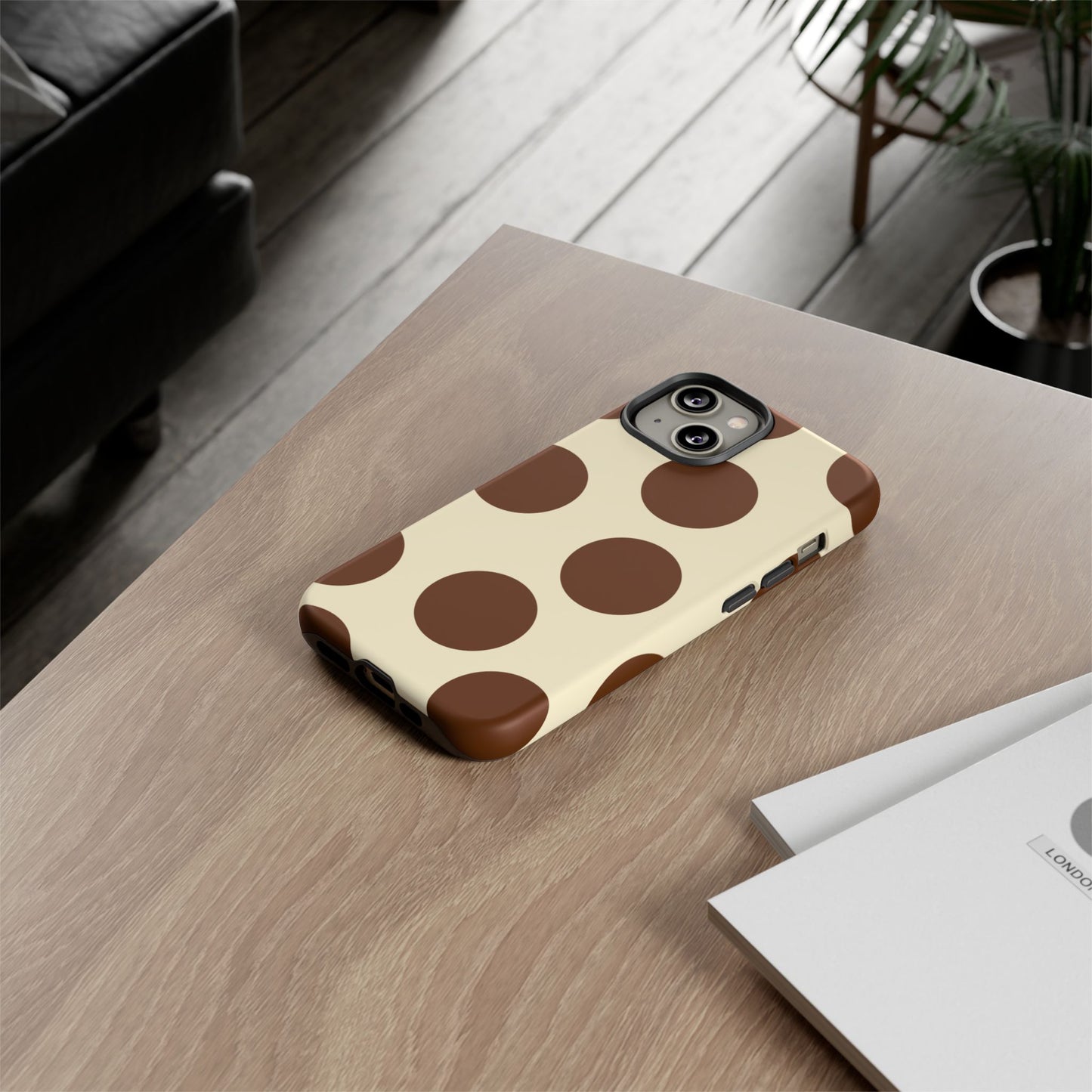 Brown Polka Dot Phone Case — Retro Large Dot Tough Case