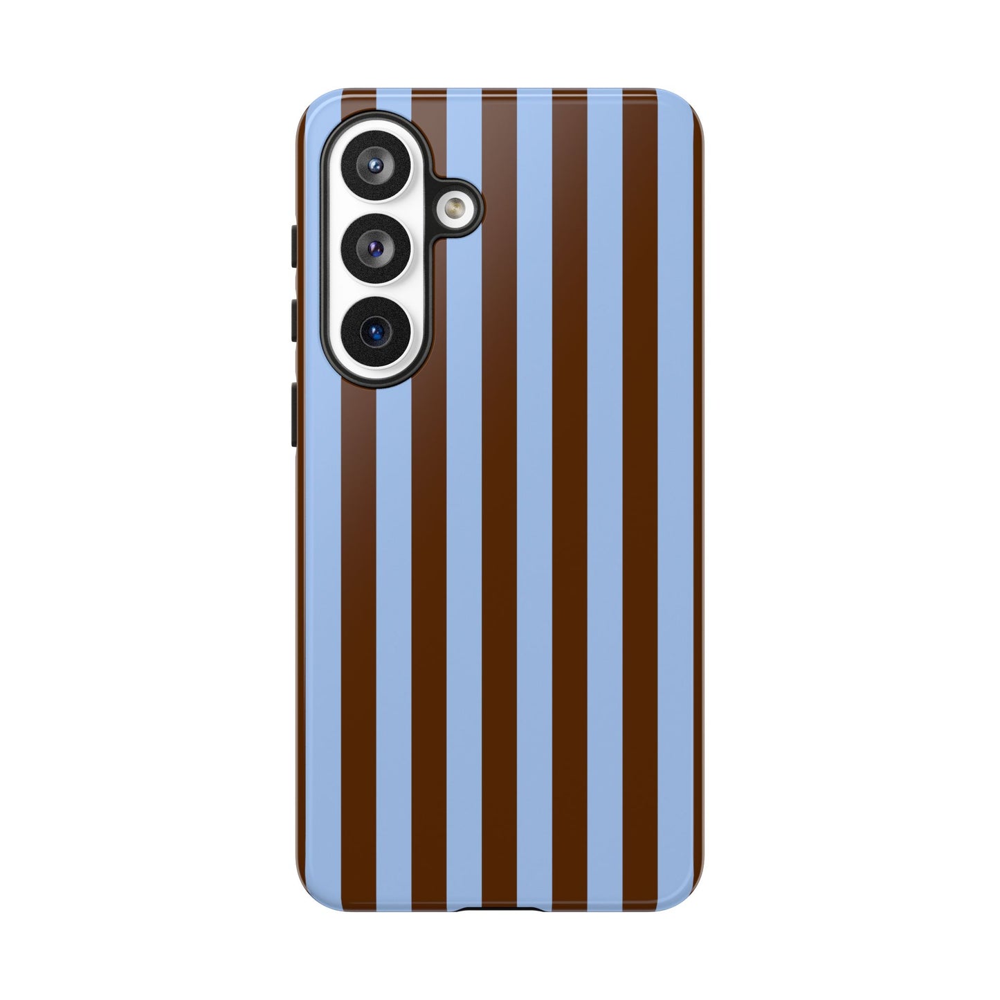 Blue & Brown Vertical Stripe Tough Phone Case — Durable Protective Cover
