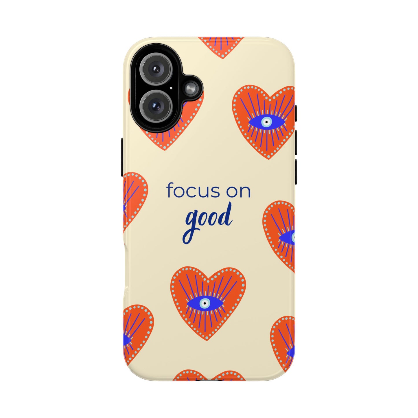 Phone Case — "Focus on Good" Heart Pattern Protective Case