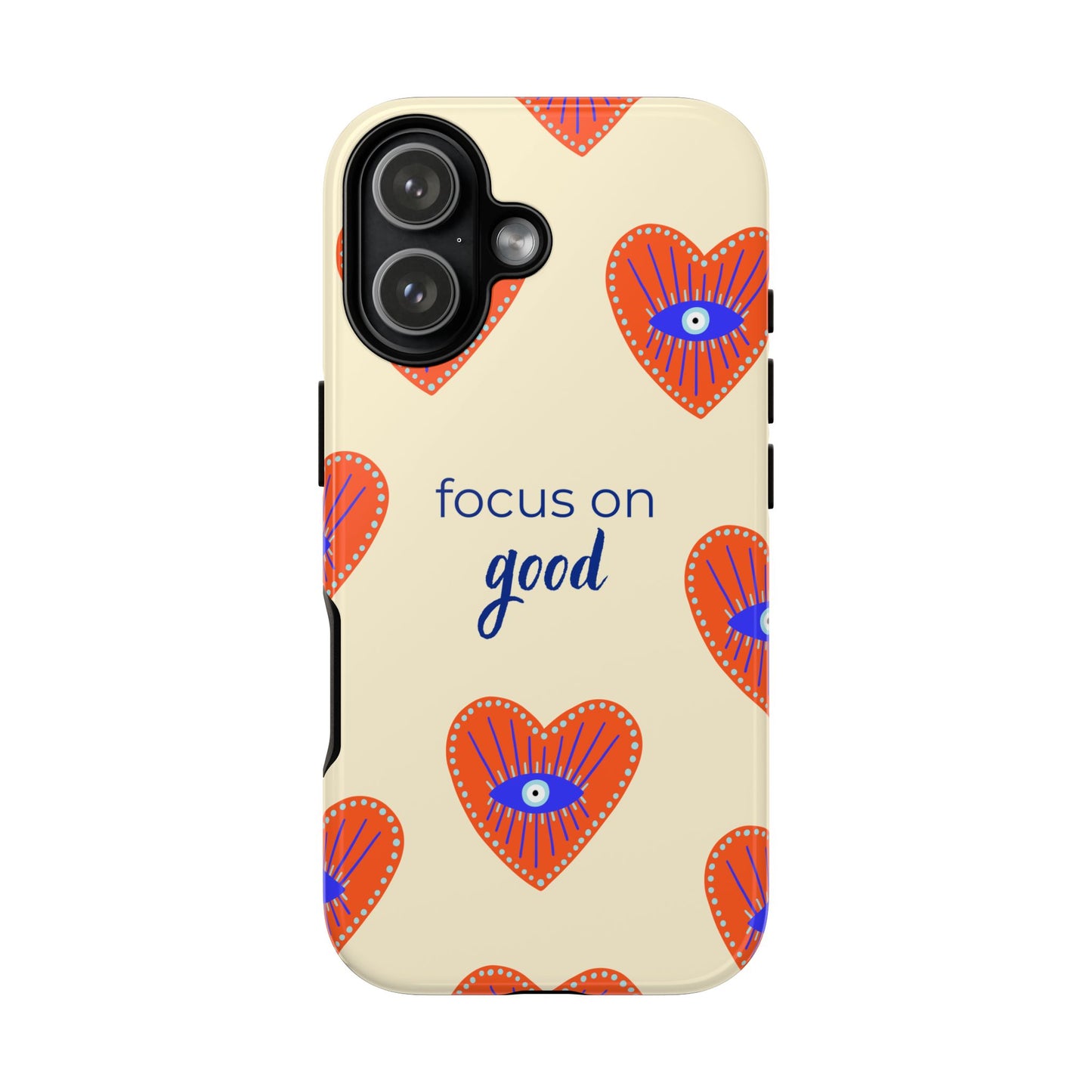 Phone Case — "Focus on Good" Heart Pattern Protective Case