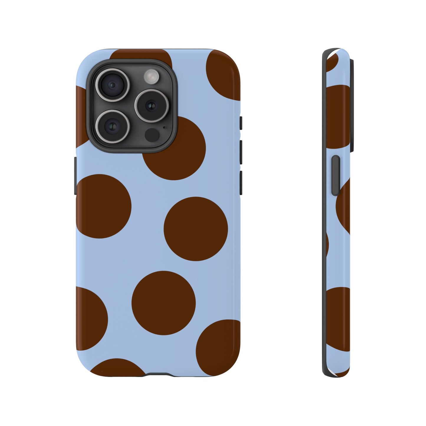 Phone Case - Blue with Brown Polka Dots (Tough Protective Phone Case)