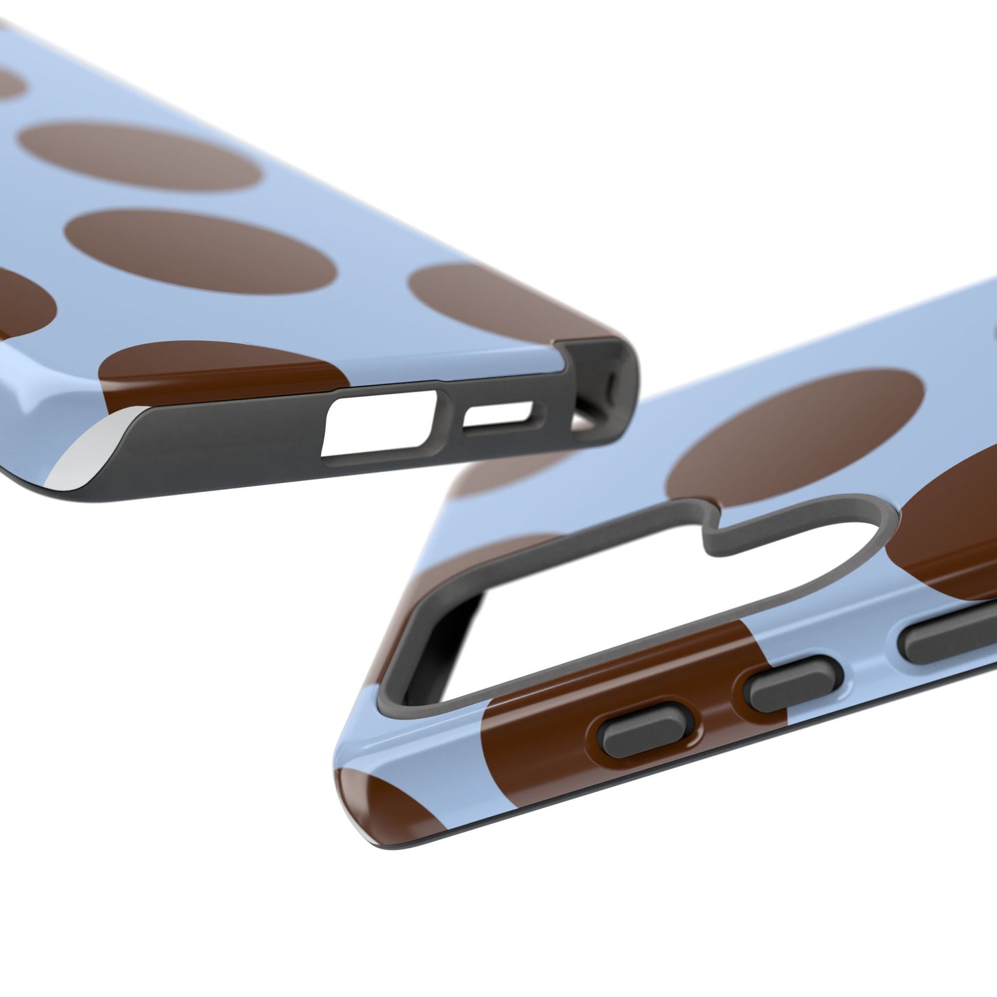 Phone Case - Blue with Brown Polka Dots (Tough Protective Phone Case)