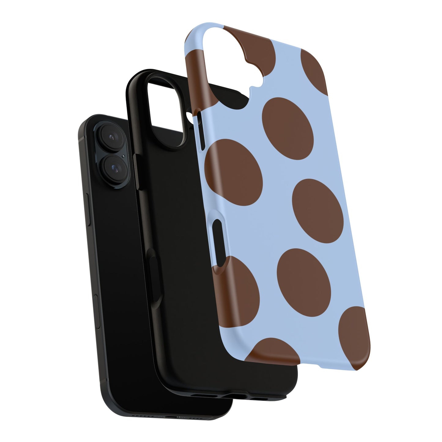 Phone Case - Blue with Brown Polka Dots (Tough Protective Phone Case)