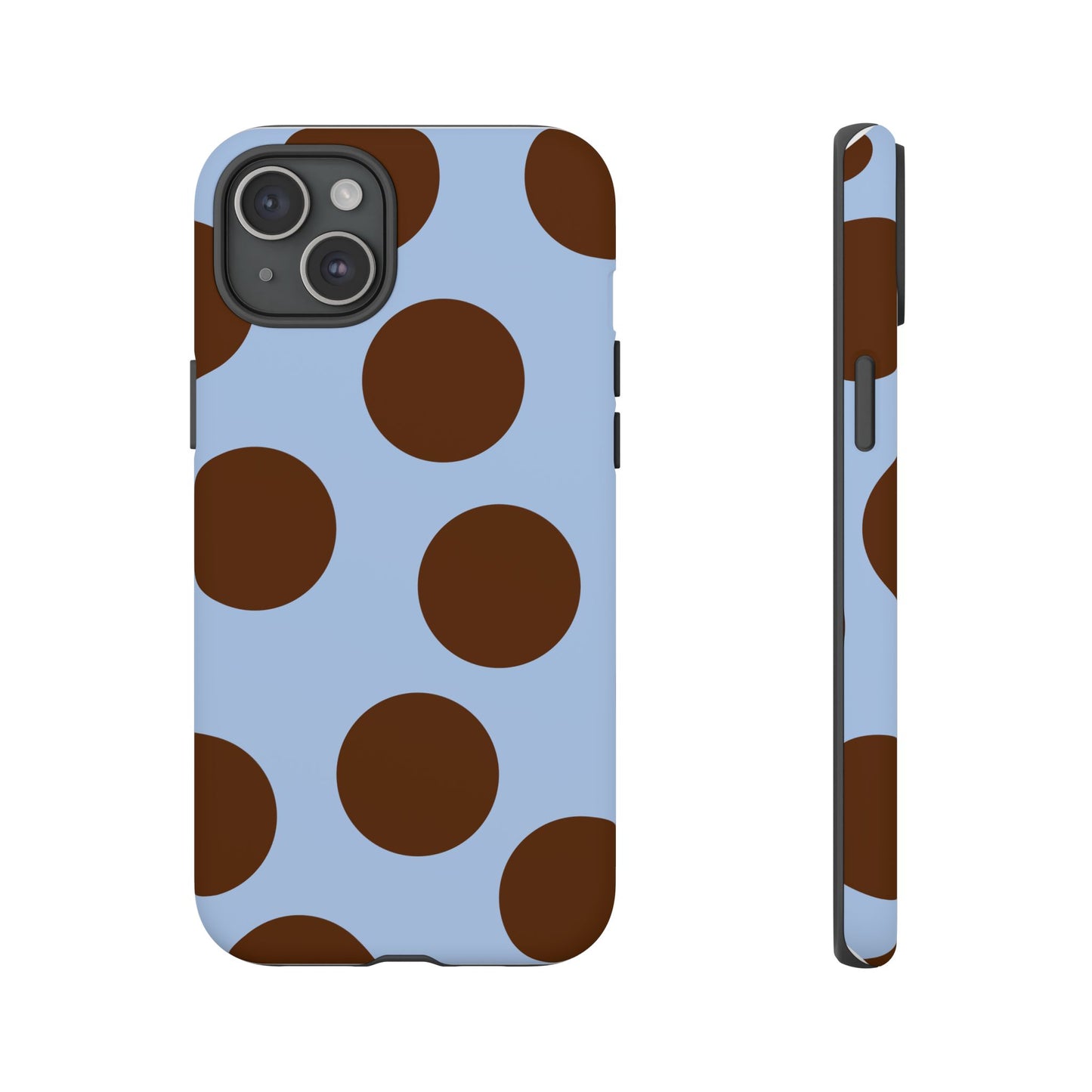 Phone Case - Blue with Brown Polka Dots (Tough Protective Phone Case)