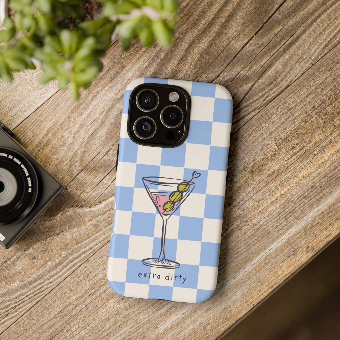 Phone Case — Blue Check Martini "extra dirty" Design