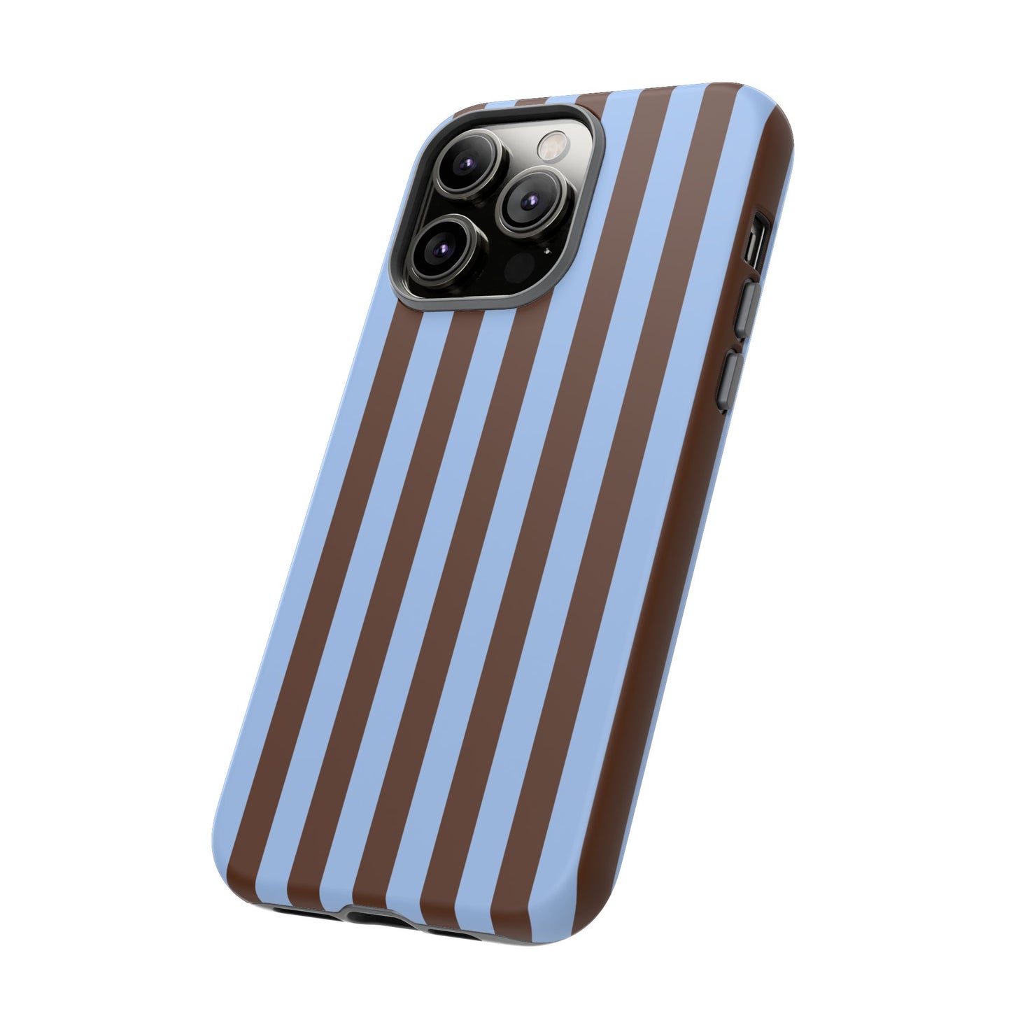 Blue & Brown Vertical Stripe Tough Phone Case — Durable Protective Cover