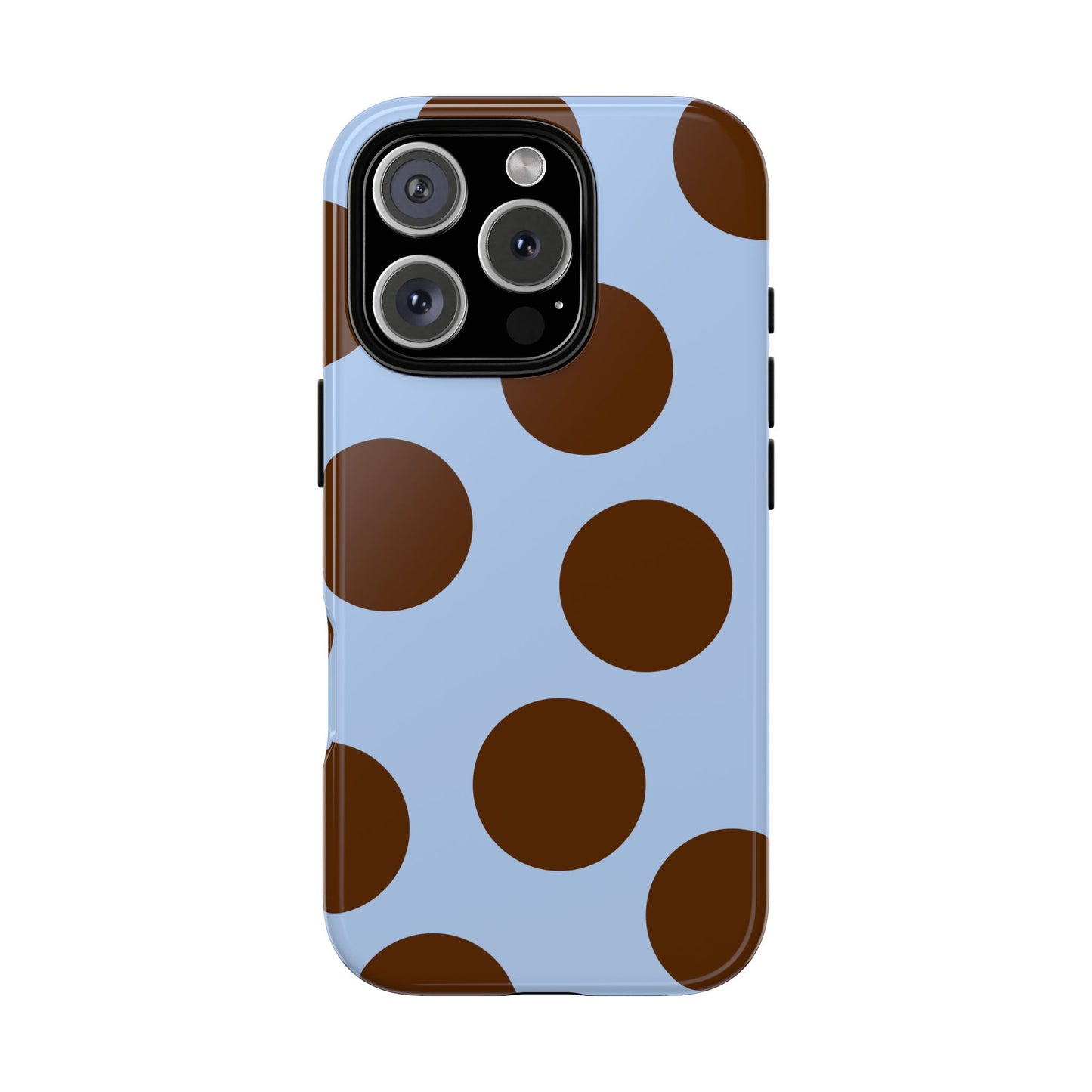 Phone Case - Blue with Brown Polka Dots (Tough Protective Phone Case)