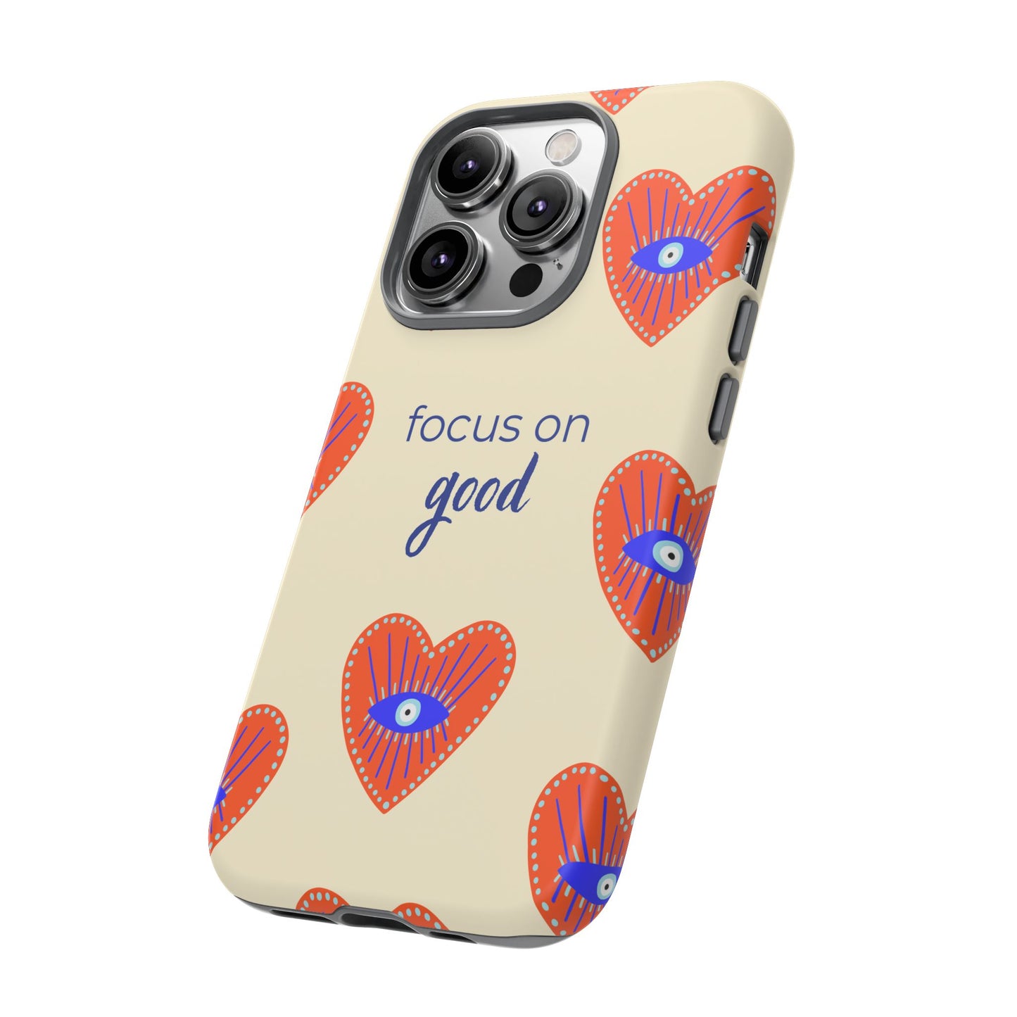 Phone Case — "Focus on Good" Heart Pattern Protective Case