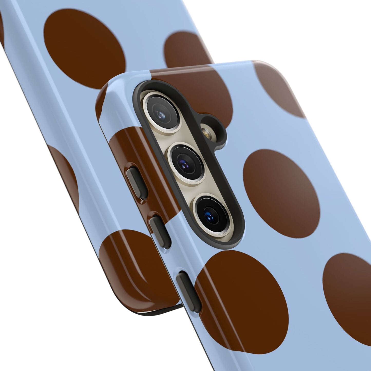 Phone Case - Blue with Brown Polka Dots (Tough Protective Phone Case)